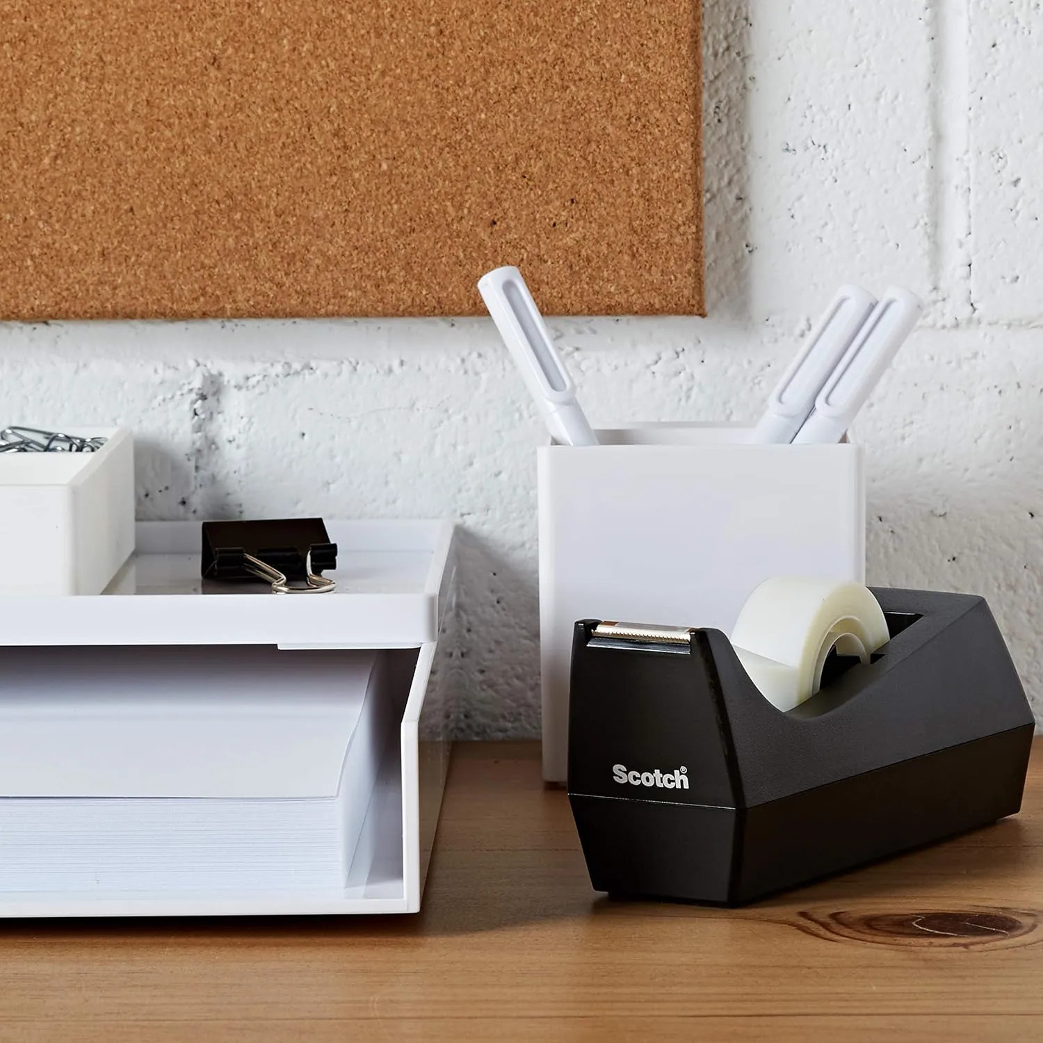 Scotch Classic Desktop Tape Dispenser, Black, 1-inch Core, Made from 100% Recycled Plastic, 1 Dispenser