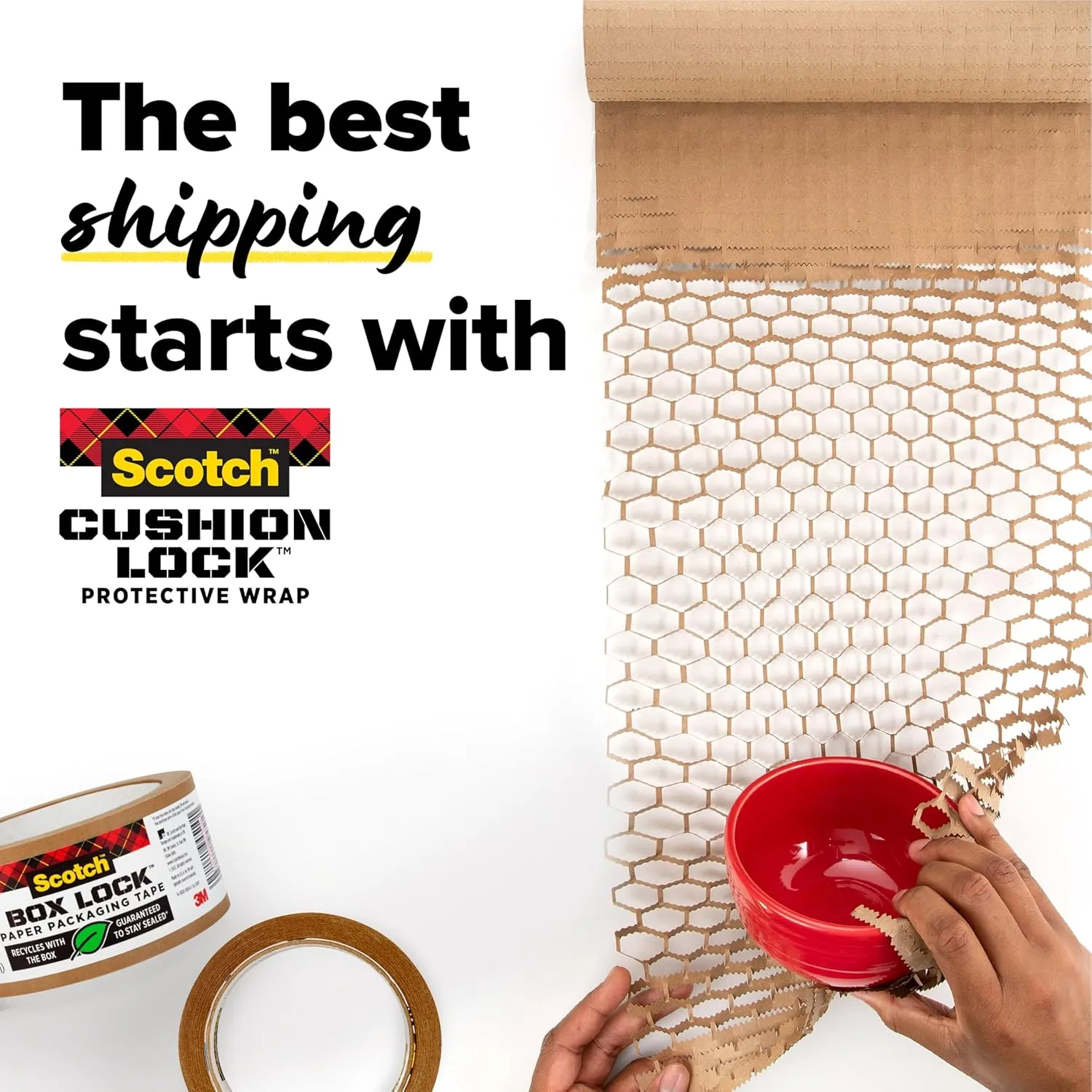 Scotch Cushion Lock Protective Wrap, 12 in. x 30 ft., Replaces Plastic Bubble, Cushions and Conforms to Secure and Protect