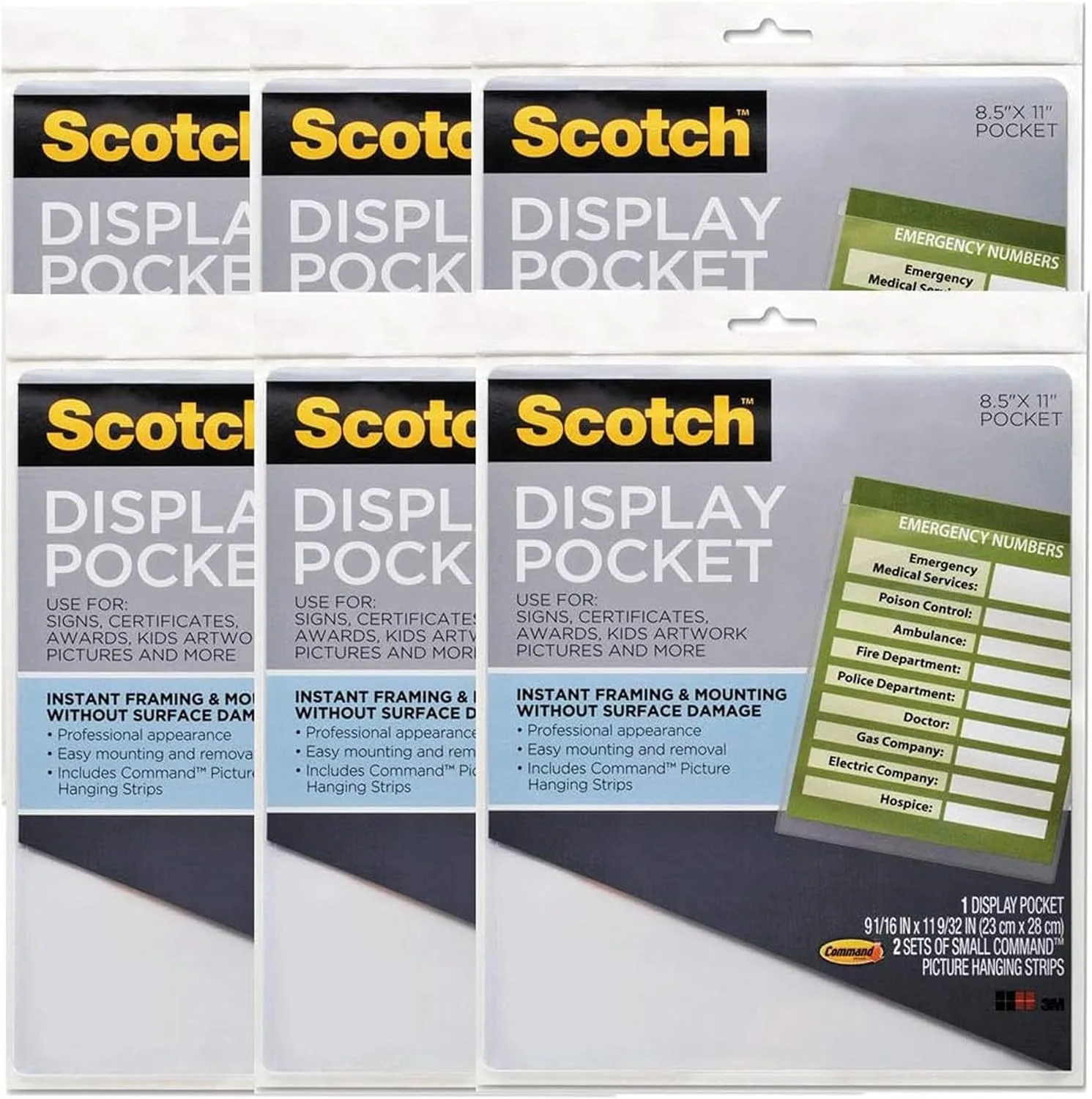 Display Pocket, Removable Interlocking Fasteners, Plastic, 8-1/2 x 11, Clear, Sold as 1 Each, 6PACK , Total 6 Each