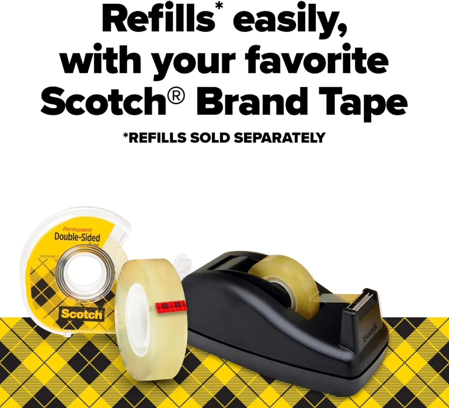 Scotch Double Sided Tape with Deluxe Desktop Dispenser, 1/2 in x 900 in, Pack of 6