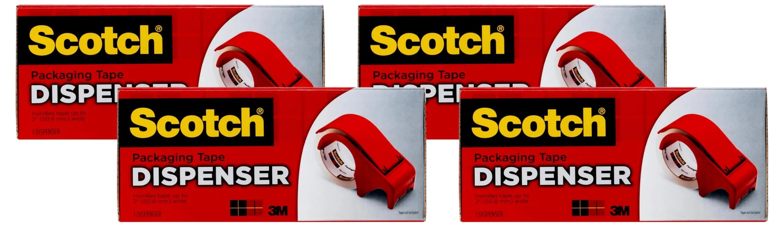 Scotch Packaging Tape Hand Dispenser, DP300-RD, 3in Core, 2in x 60 yd, Red