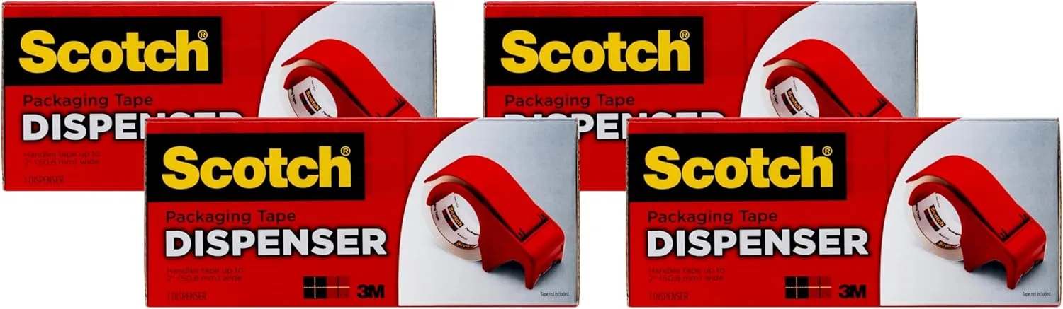 Scotch Packaging Tape Hand Dispenser, DP300-RD, 3in Core, 2in x 60 yd, Red