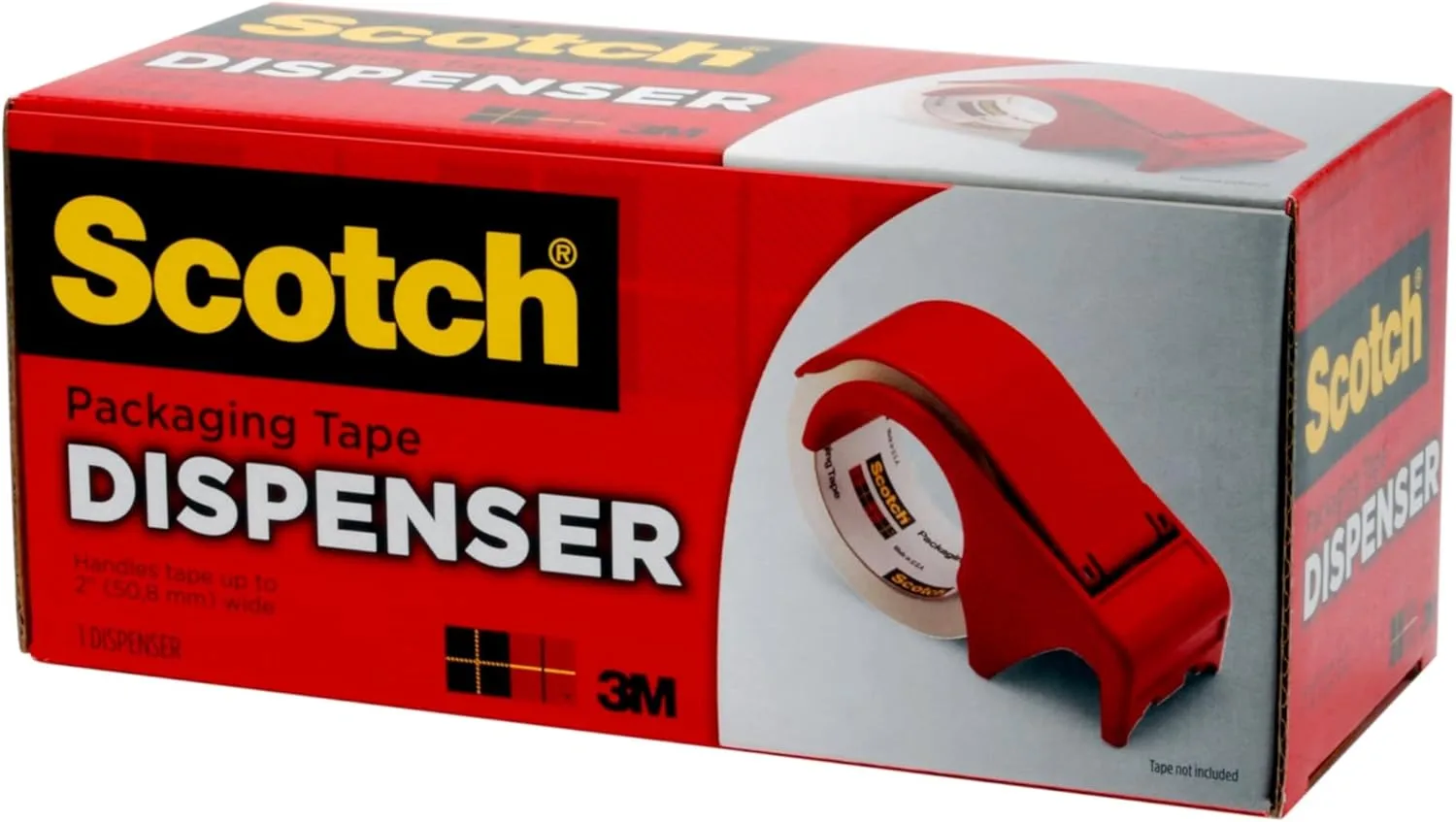 Scotch Packaging Tape Hand Dispenser, DP300-RD, 3in Core, 2in x 60 yd, Red