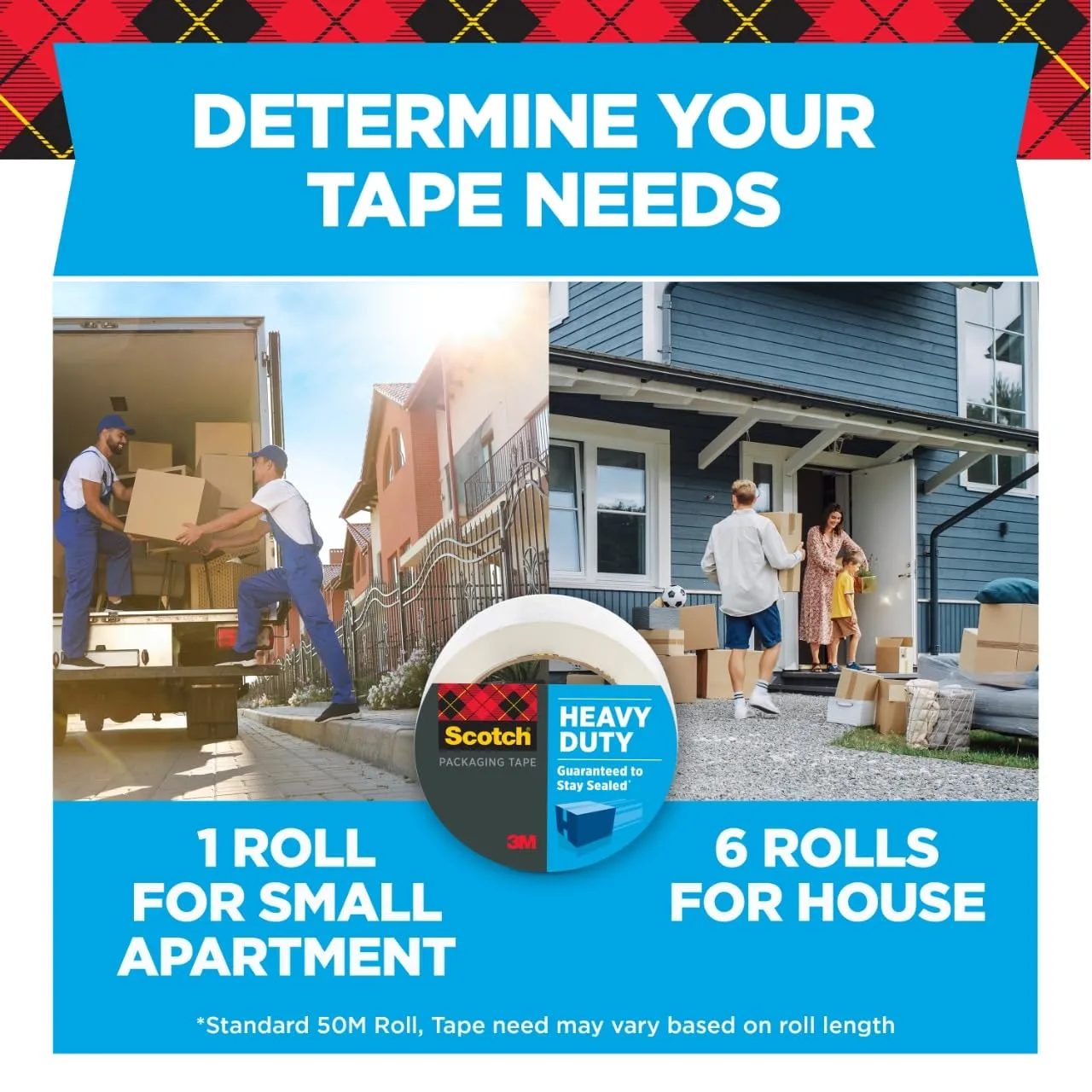 Scotch Heavy Duty Packaging Tape, 1.88 in x 54.6 yd, 4 Rolls with Dispensers (3850-4RD)