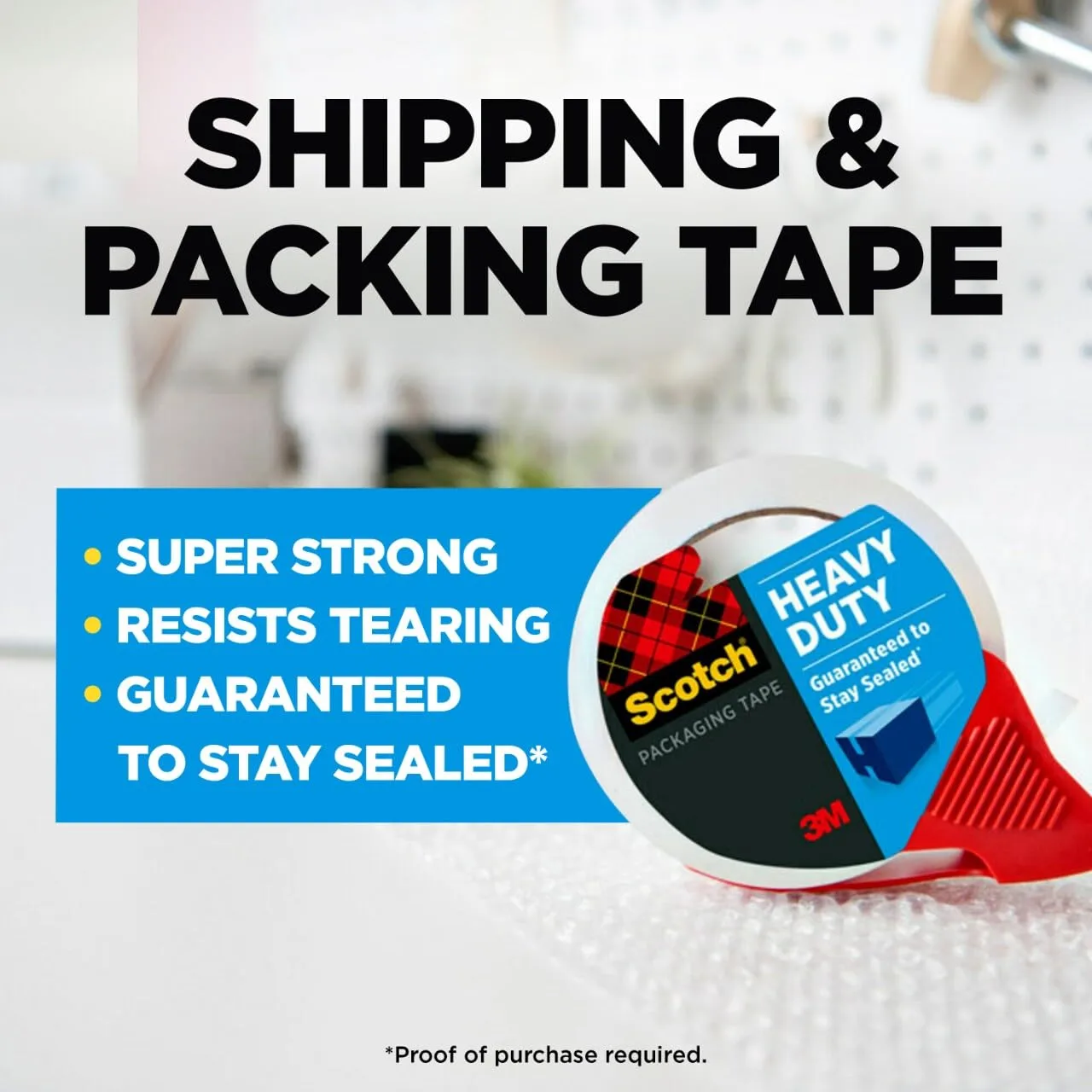 Scotch Heavy Duty Packaging Tape, 1.88 in x 54.6 yd, 4 Rolls with Dispensers (3850-4RD)