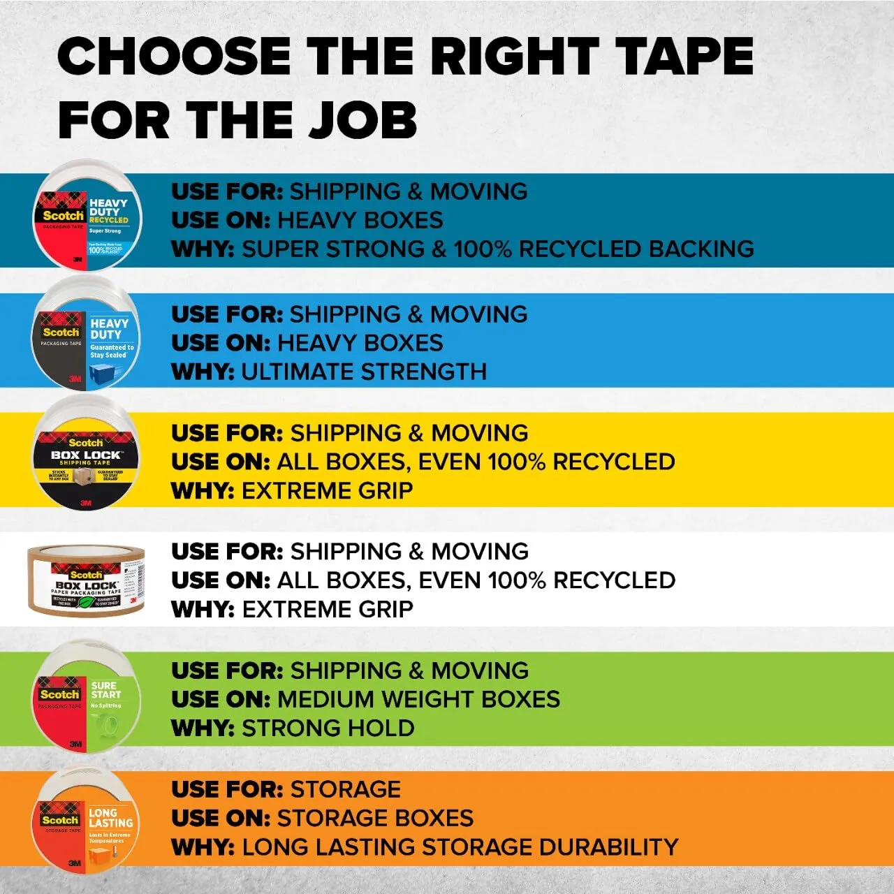 Scotch Heavy Duty Recycled Packaging Tape, Shipping and Packing Tape, 1.88 in x 54.6 yd, 6-Pack