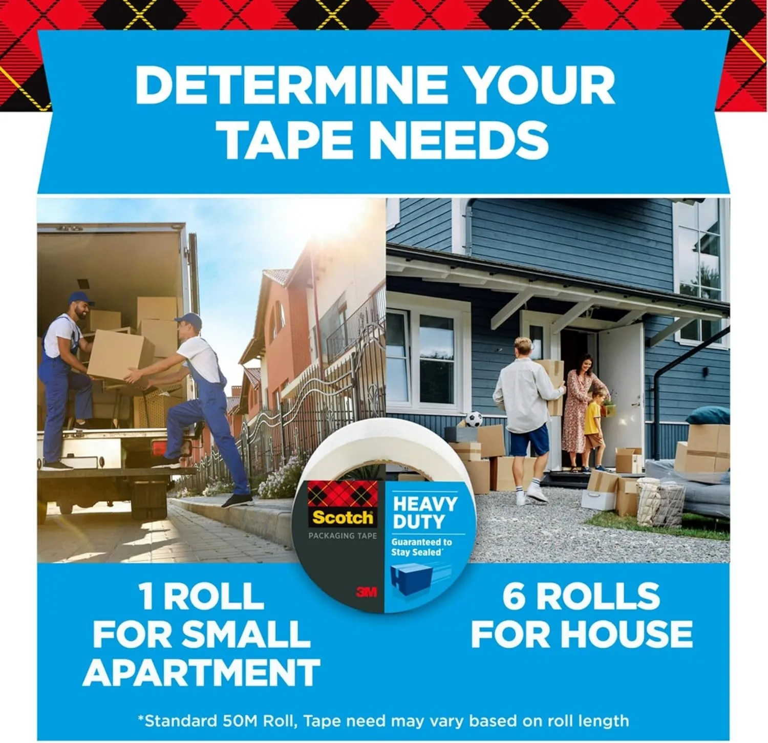 Scotch® Heavy-Duty Shipping Packing Tape, 1 7/8" x 43 7/10 Yd., Pack of 6