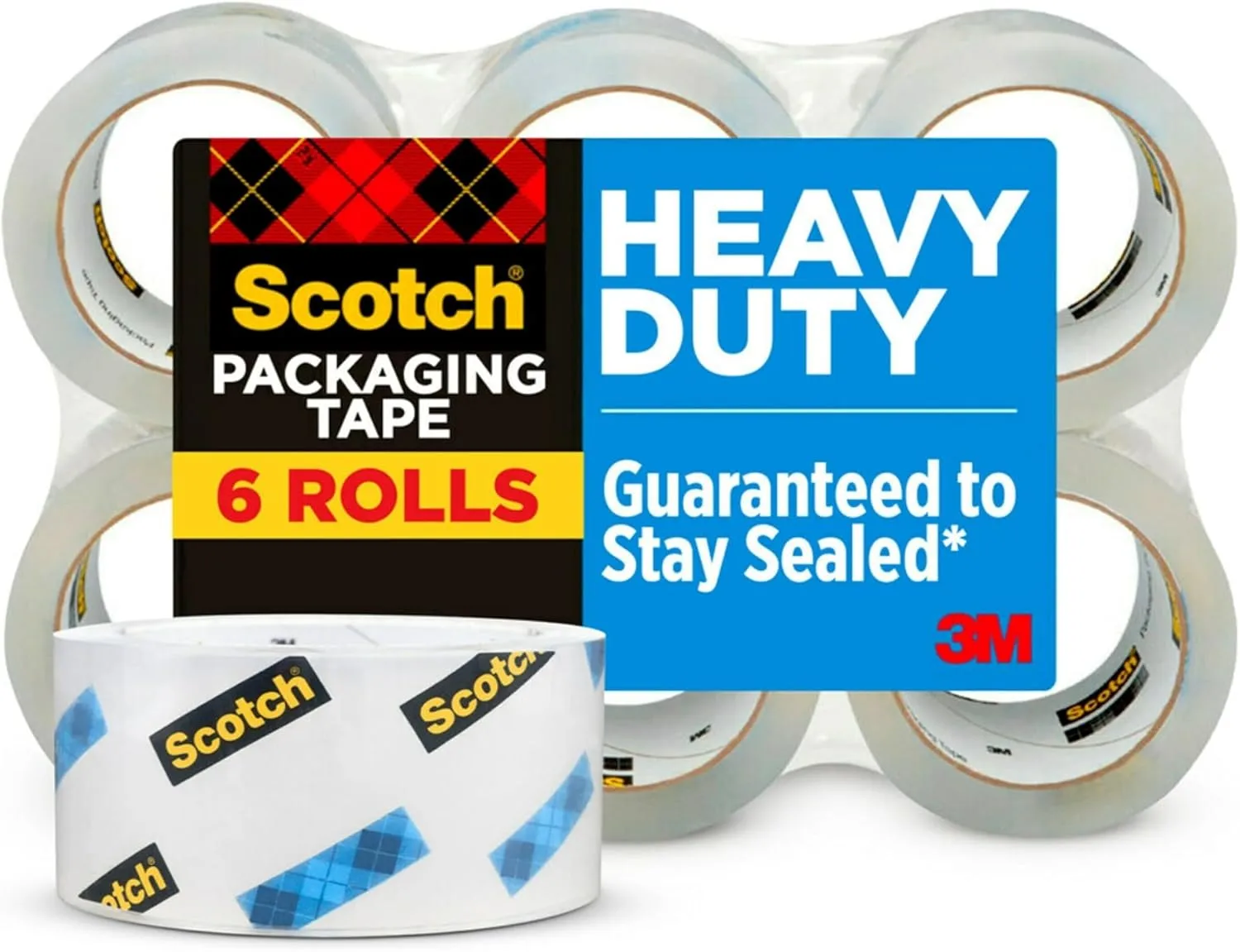 Scotch® Heavy-Duty Shipping Packing Tape, 1 7/8" x 43 7/10 Yd., Pack of 6