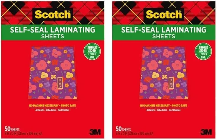 Scotch Laminating Sheets, 9 x 12 in, Letter Size, Single-Sided, 50 Sheets - LS854SS-50
