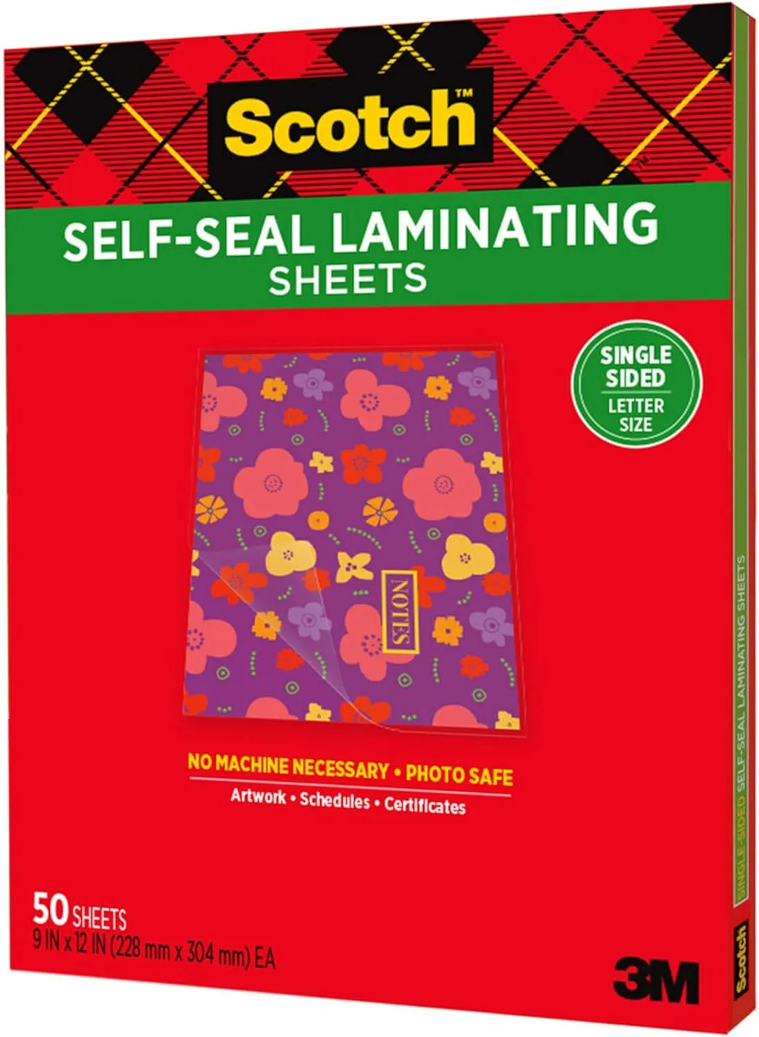 Scotch Laminating Sheets, 9 x 12 in, Letter Size, Single-Sided, 50 Sheets - LS854SS-50