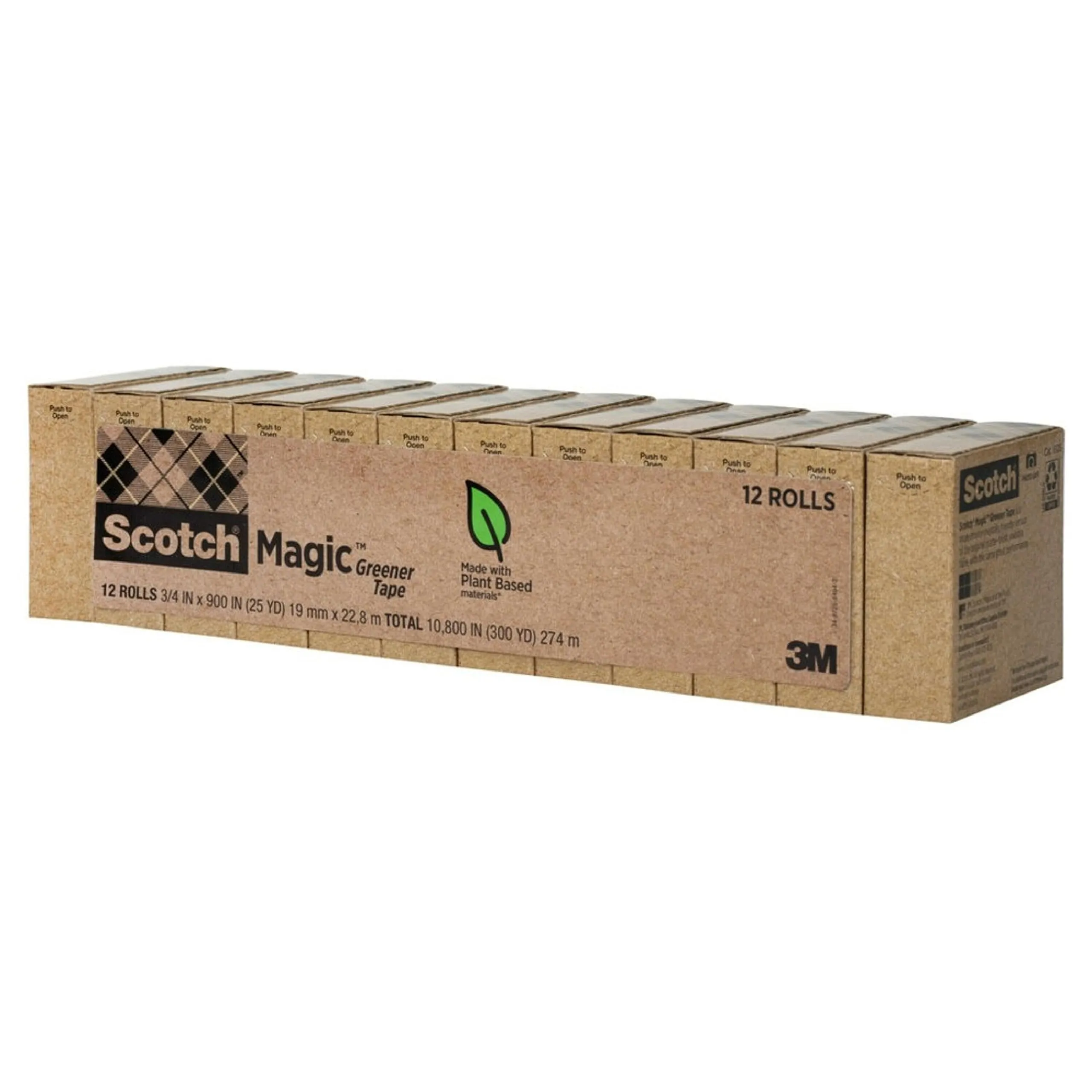 Scotch Magic Greener Tape, Invisible, 0.75 in x 900 in, 12 Rolls