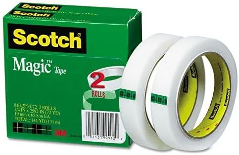 Scotch Magic Invisible Tape Refills, Matte-Finish 3/4 in x 2592 in (72 yd) - Pack of 2