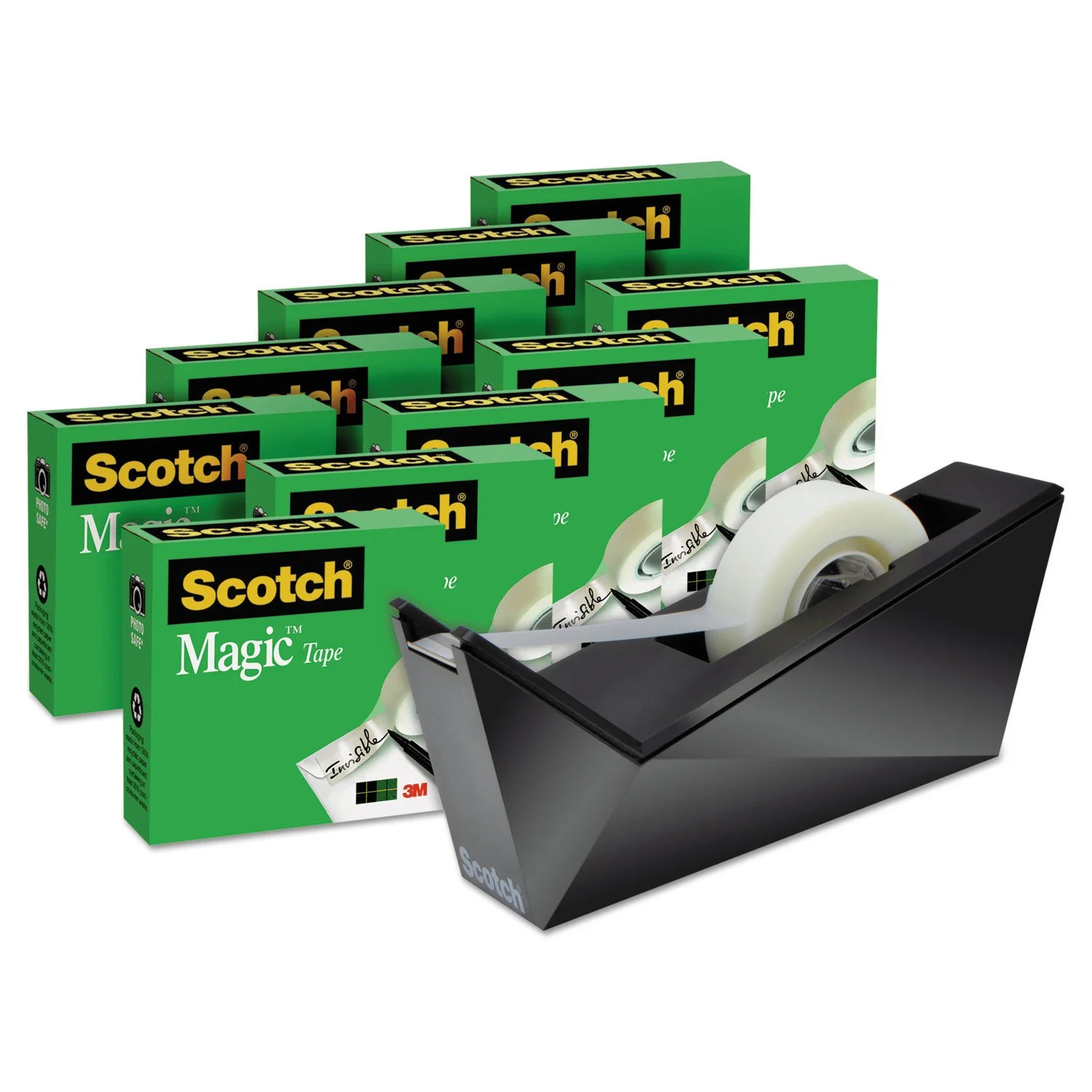 Scotch Magic Tape, Invisible, 10 Tape Rolls with 1 Dispenser, 3/4 in x 1000 in, 810K10C17MB