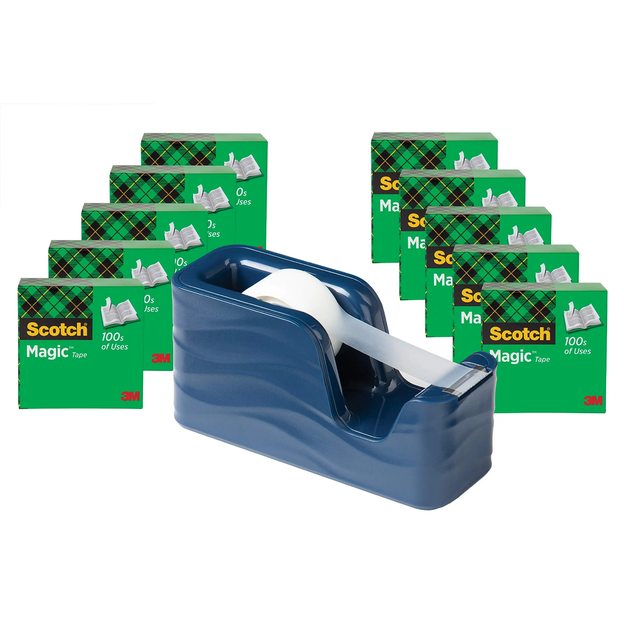 Scotch Magic Tape C18 Dispenser Value Pack - 10 Rolls 3/4 inch x 1000 ft with C20 Dispenser