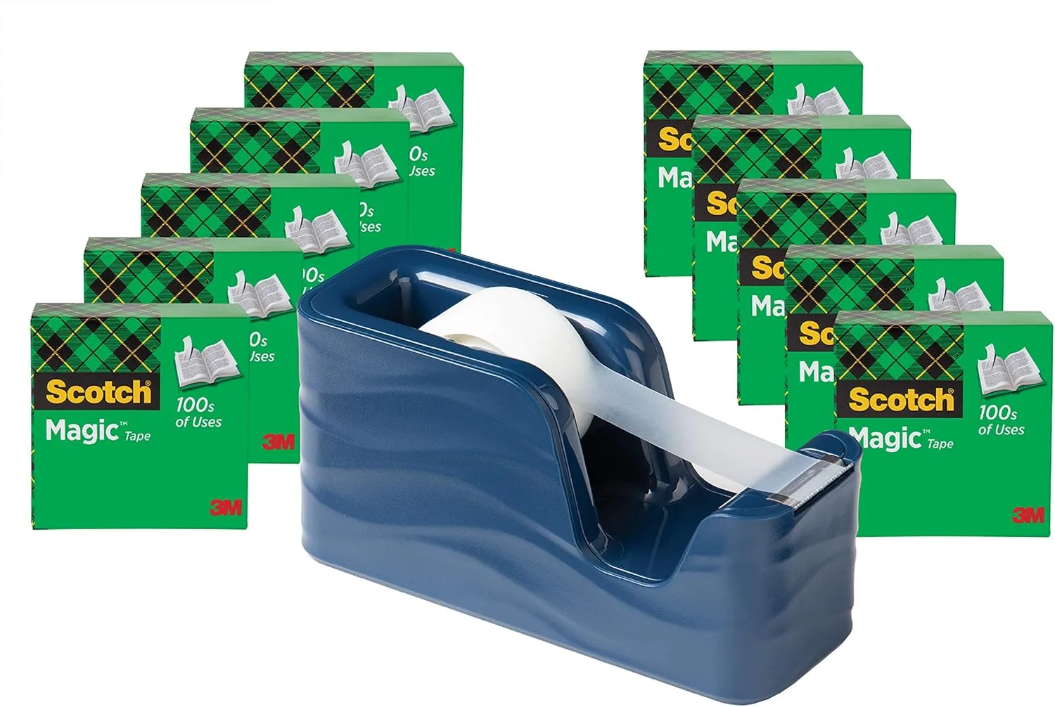 Scotch Magic Tape C18 Dispenser Value Pack - 10 Rolls 3/4 inch x 1000 ft with C20 Dispenser