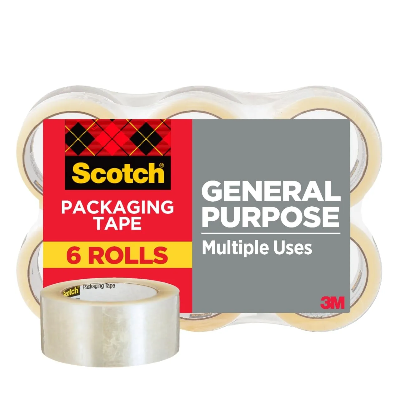 Scotch Shipping Packaging Tape, 1.88" x 54.6 yd, 6 Rolls (3350-6)