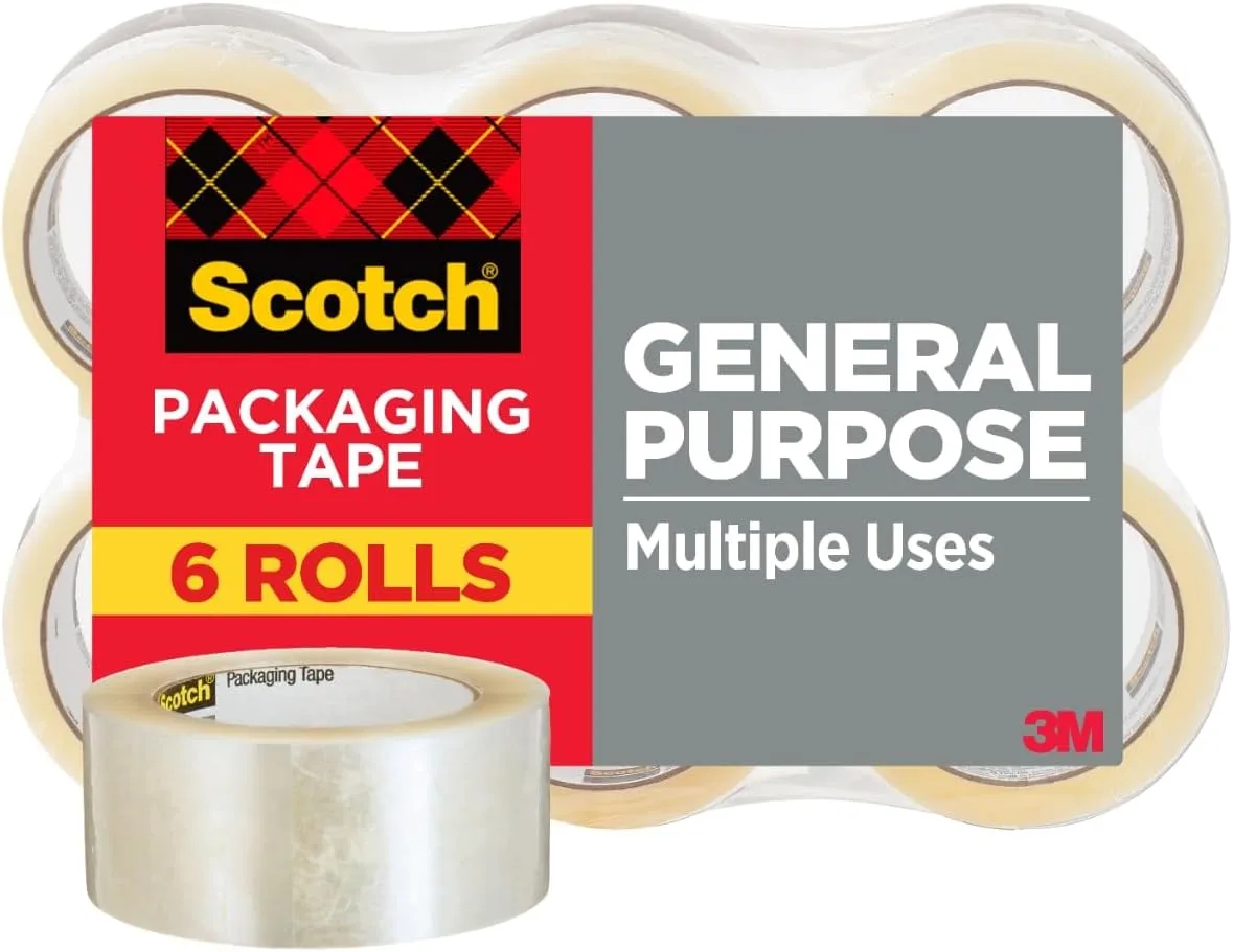 Scotch Shipping Packaging Tape, 1.88" x 54.6 yd, 6 Rolls (3350-6)