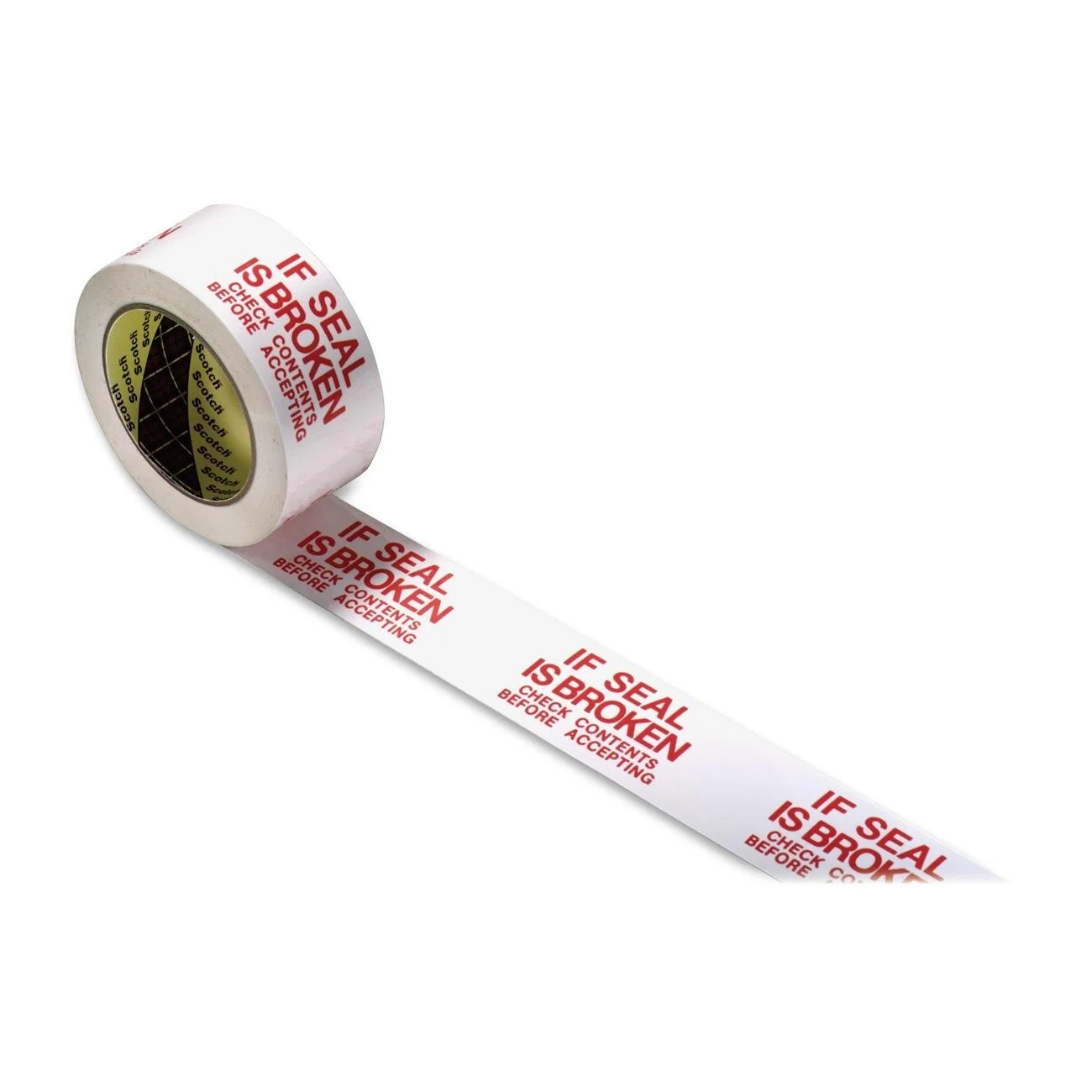 Scotch Preprinted Message Packing Tape, 1.88 in x 109 yd, Red/White