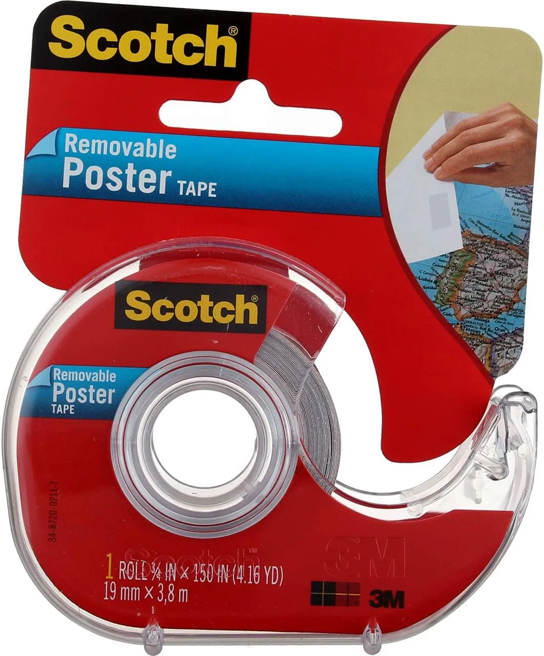 Scotch Removable Poster Tape, 0.75 in x 150 in (109)