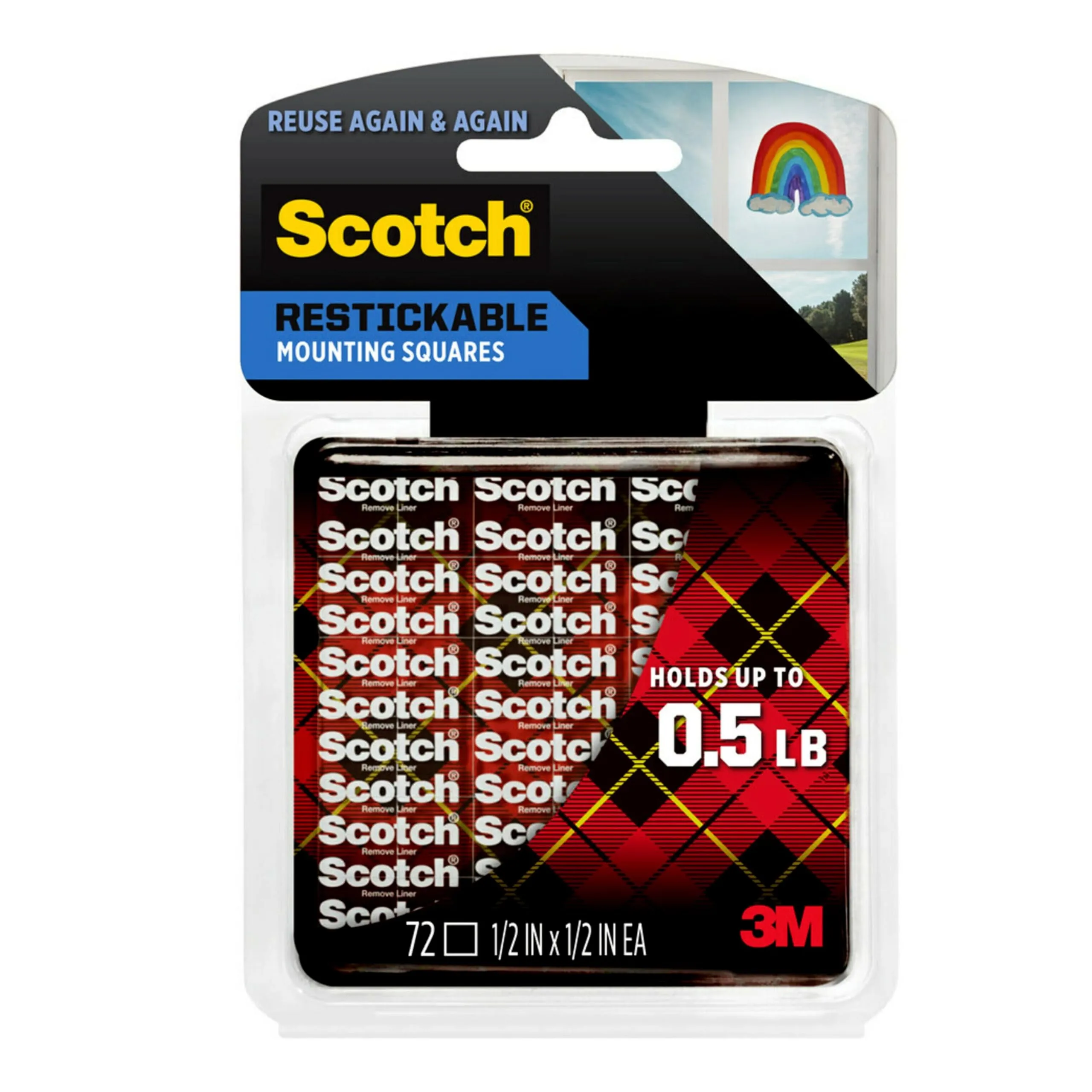 SCOTCH Restickable Mounting Dots & Squares, Clear