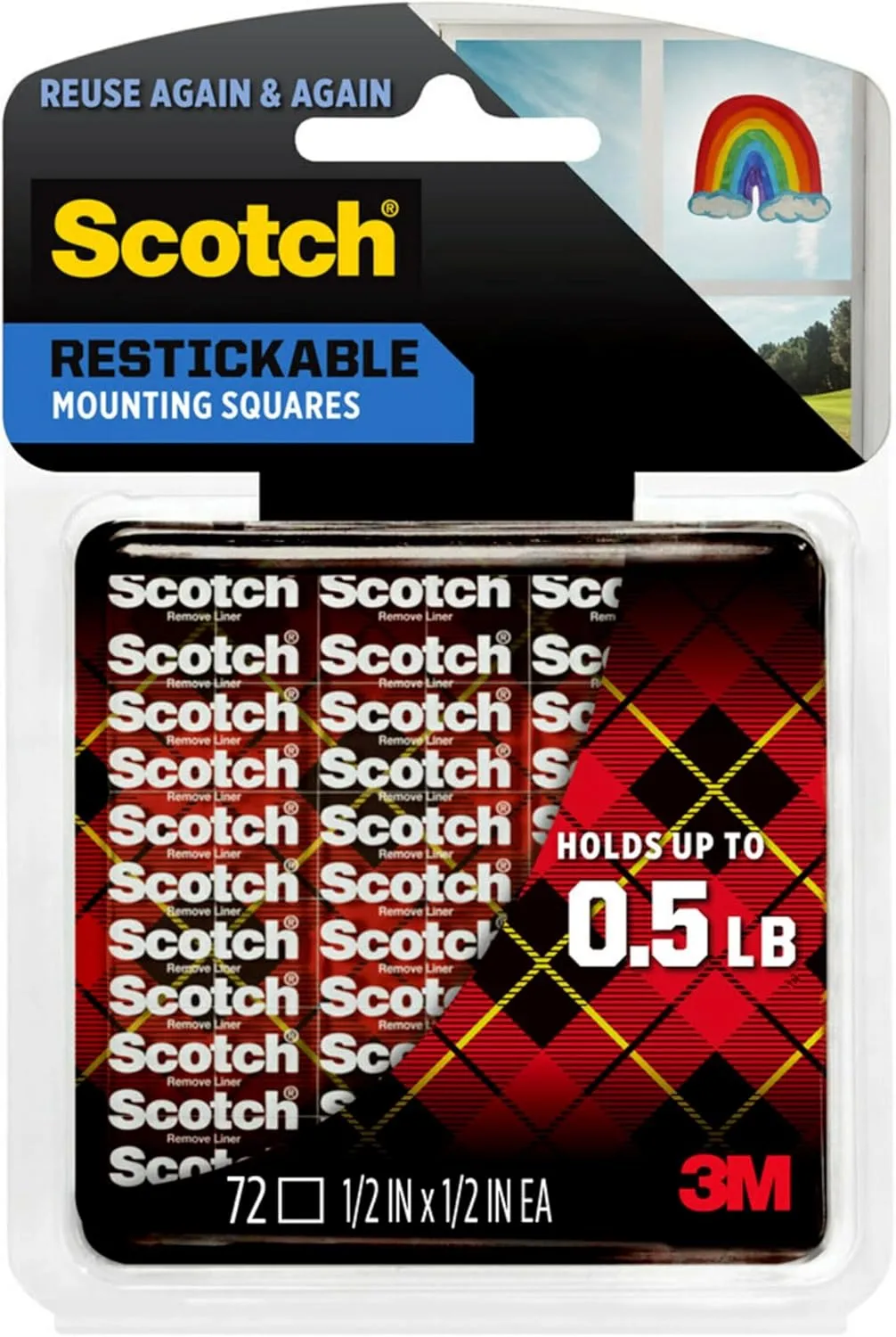 SCOTCH Restickable Mounting Dots & Squares, Clear