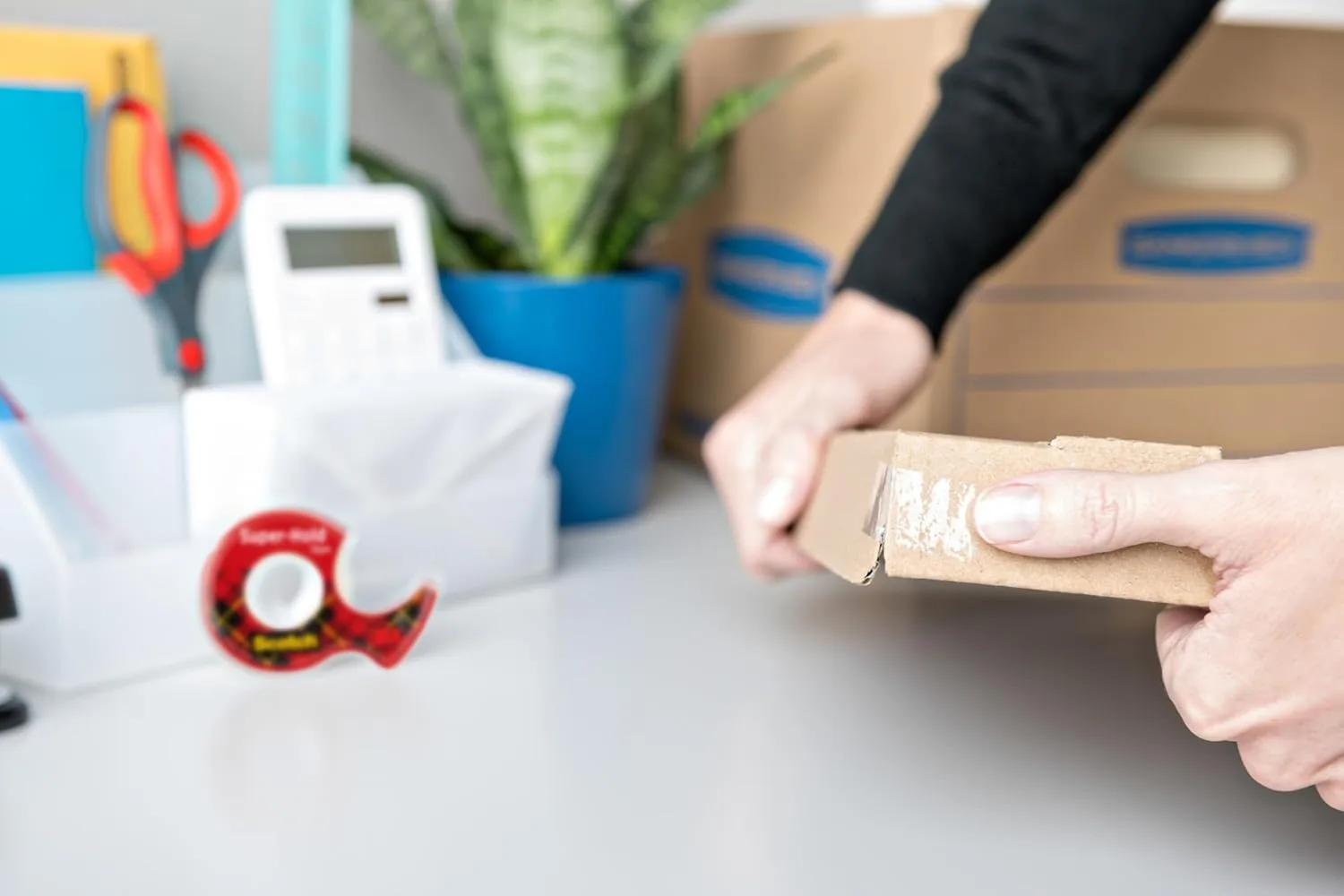 Scotch Shipping Pack, Complete Shipping Tape Dispenser Kit Super Hold Tape, 2 Heavy Duty Packaging Tape Rolls, and a Precision Mini Box Cutter Knife