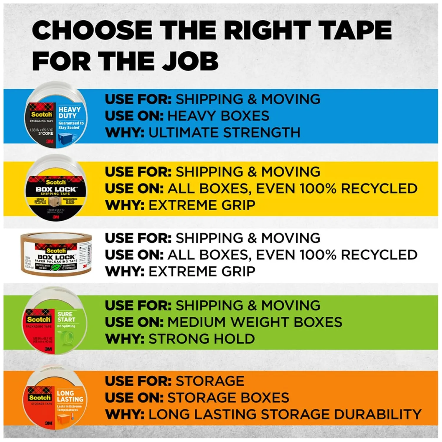 SCOTCH Box Lock Packing Tape with Refillable Dispenser, 1.88 in x 54.6 yd