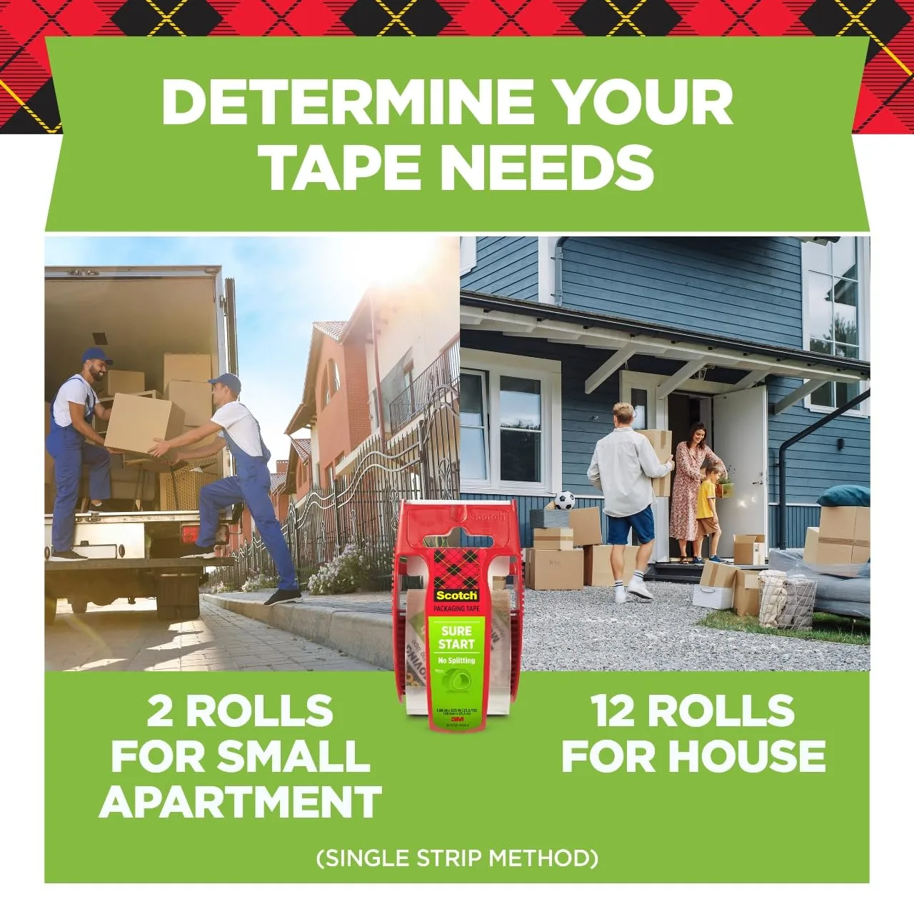 Scotch Sure Start Packing Tape, Clear, Holiday Wrapping Tape with Quiet Unwind and Easy Start, 1.88 in. x 22.2 yd