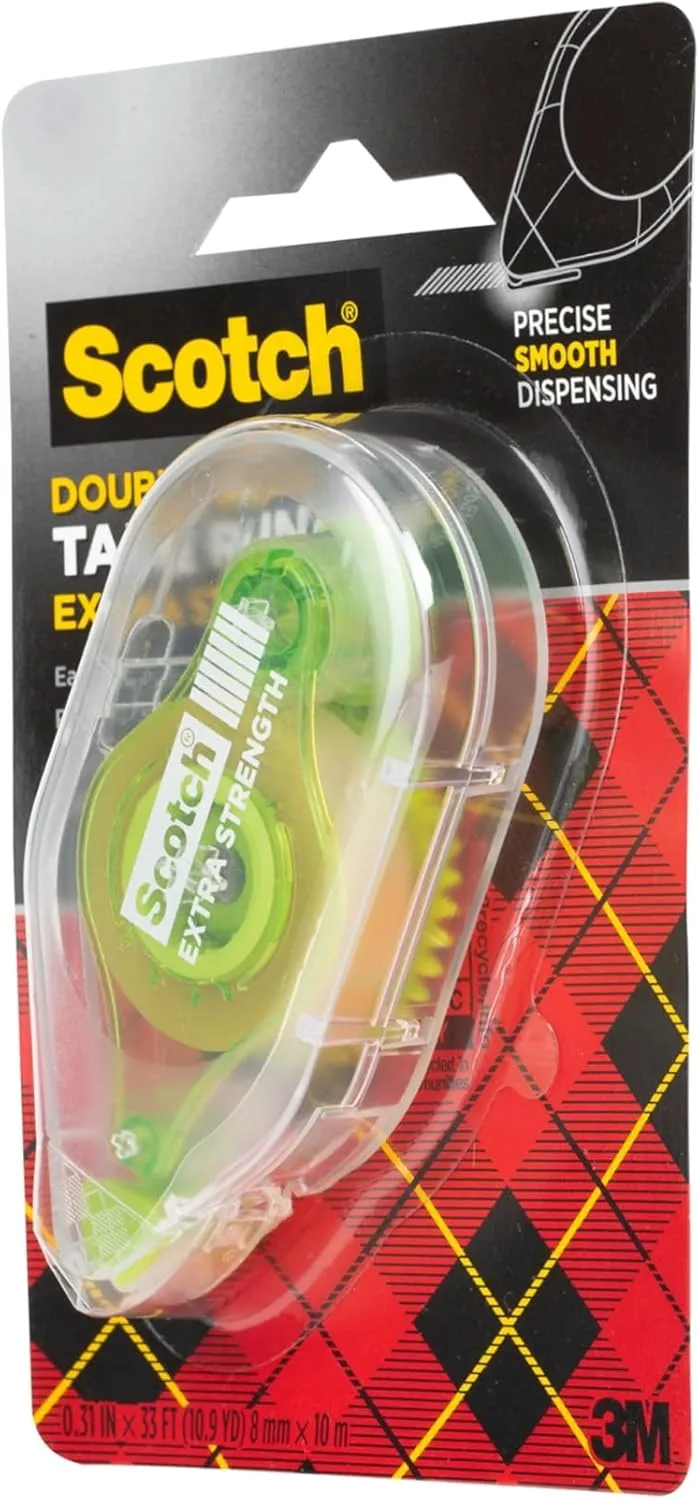Scotch Adhesive Dot Roller, .31 in x 49 ft, Transparent Dispenser (6055)