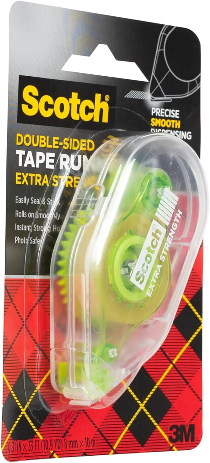 Scotch Adhesive Dot Roller, .31 in x 49 ft, Transparent Dispenser (6055)