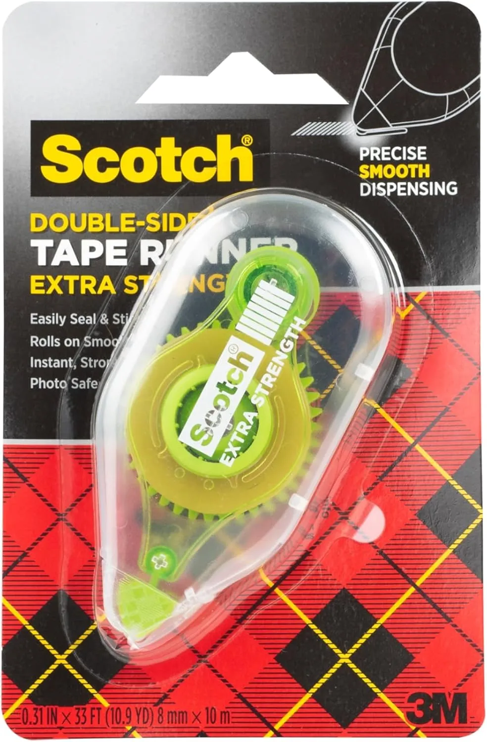 Scotch Adhesive Dot Roller, .31 in x 49 ft, Transparent Dispenser (6055)