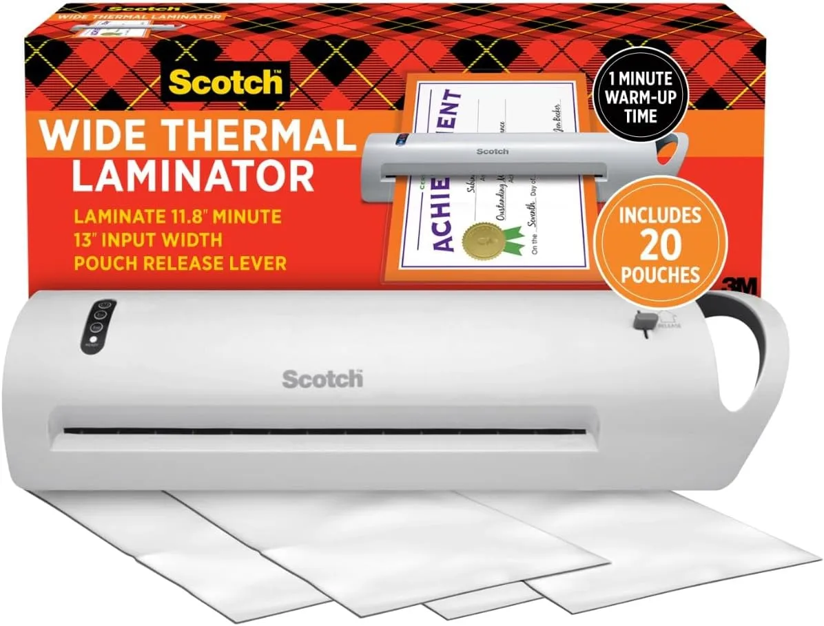 Scotch Thermal Laminator with 20 Letter Size Pouches, Ideal for Teachers, Small Offices, or Home (TL1302XVP)