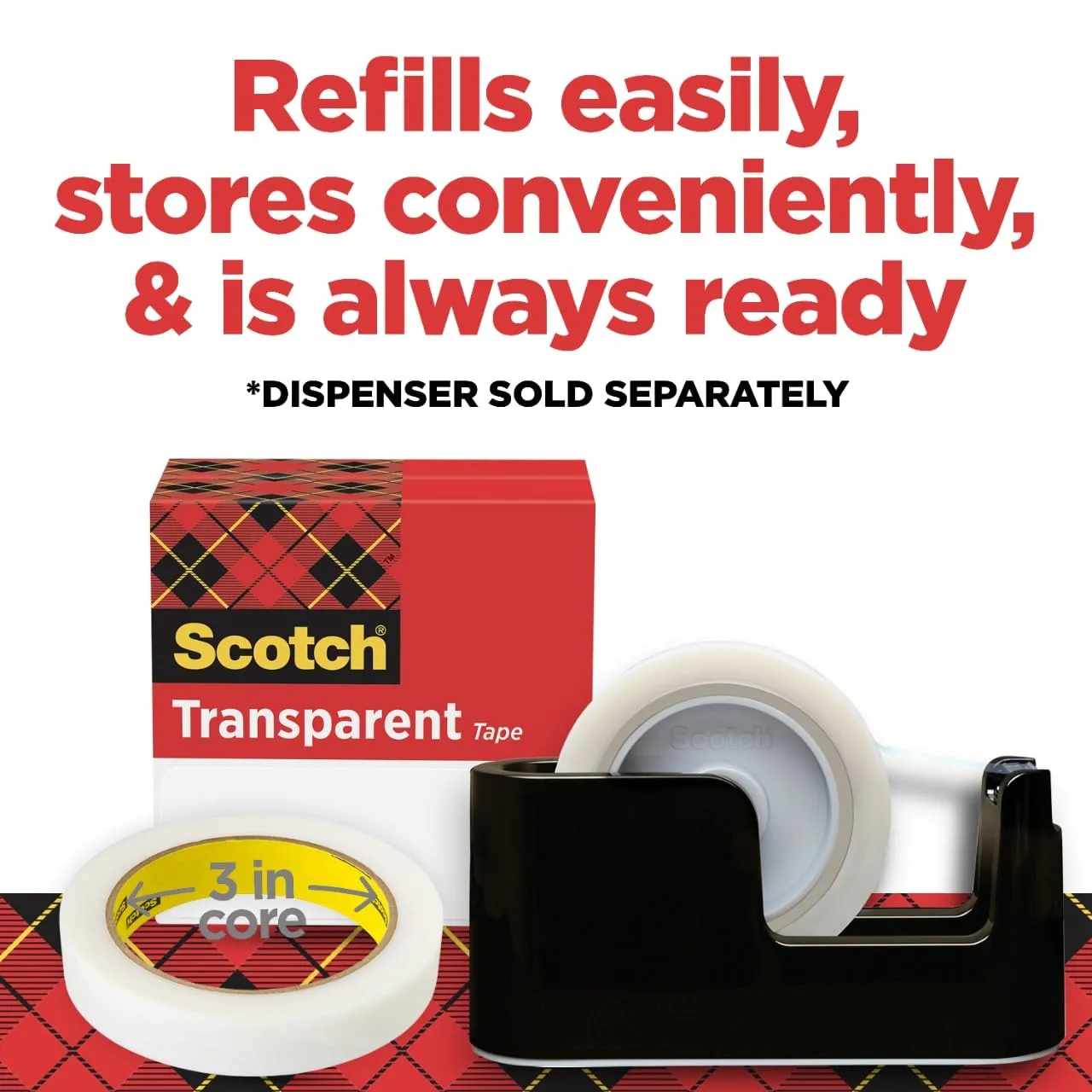 Scotch Brand Transparent Tape, Clear Tape Engineered for Office and Home Use, 3/4 x 2592 Inches, 3 Inch Core, 2 Rolls
