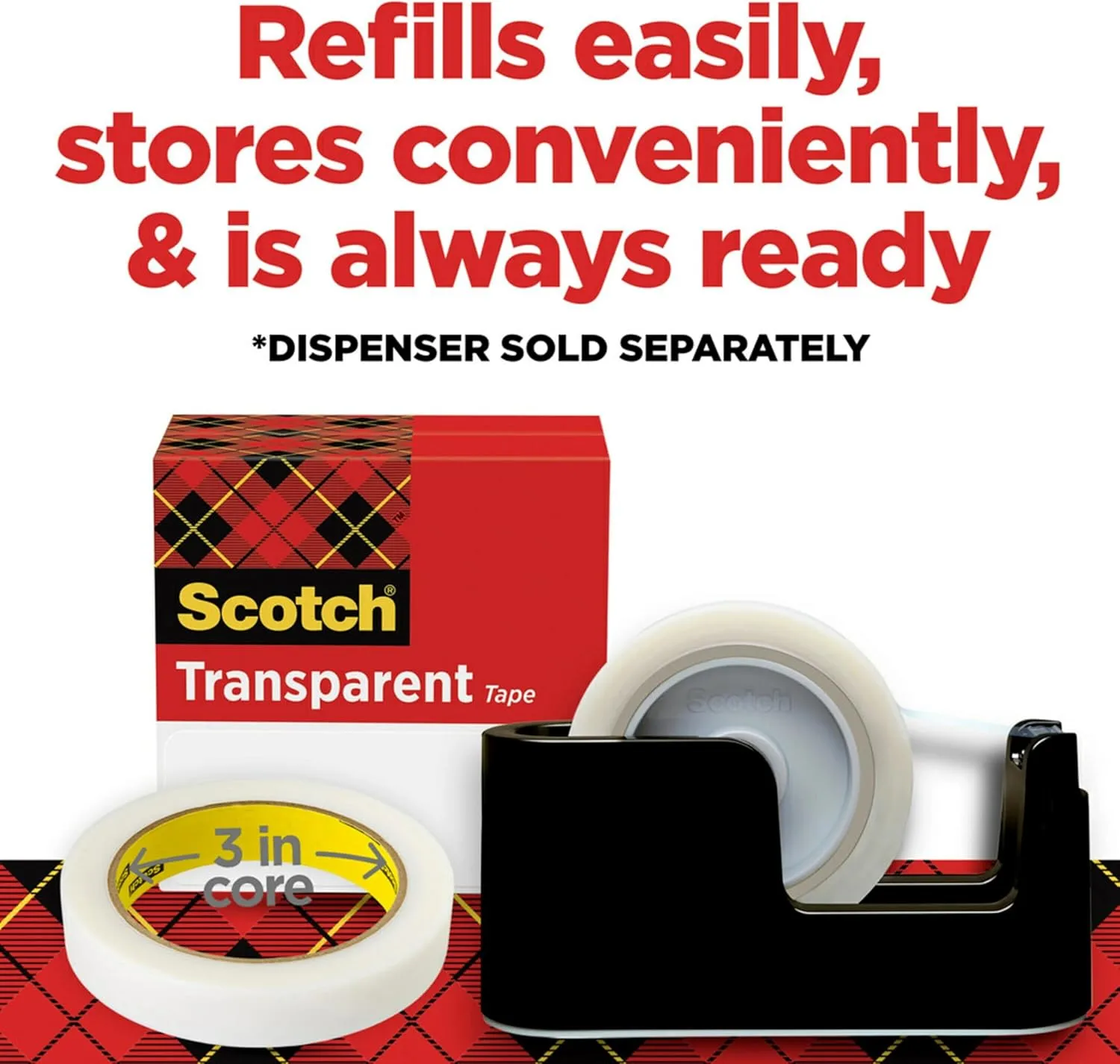 Scotch Transparent Tape, 2 Rolls, 1/2 x 2592 Inches, Classic Glossy-Finish, Boxed