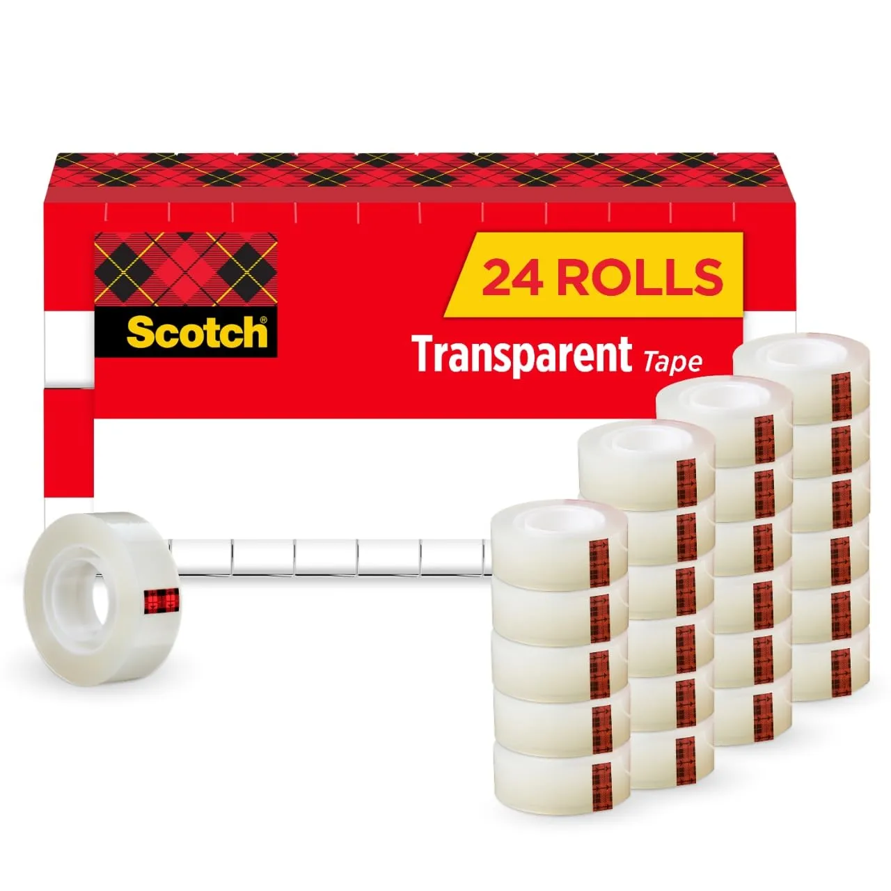 Scotch Transparent Tape, 3/4 in. x 1,000 in., 24 Clear Refill Rolls