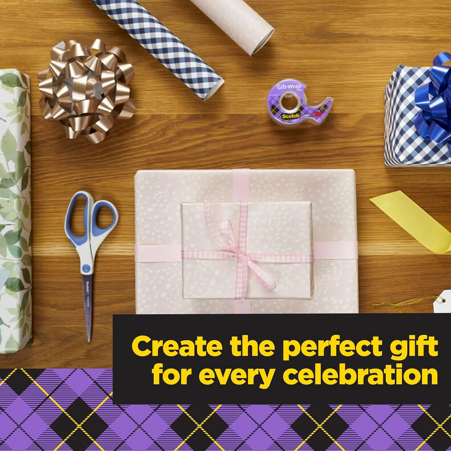 Scotch Gift-Wrap Bundle Variety Pack Tape, 6 Rolls and American Greetings Harry Potter Wrapping Paper Set with Gridlines, 3 Rolls, 30 in. x 14 ft. Tape + Wrapping Paper