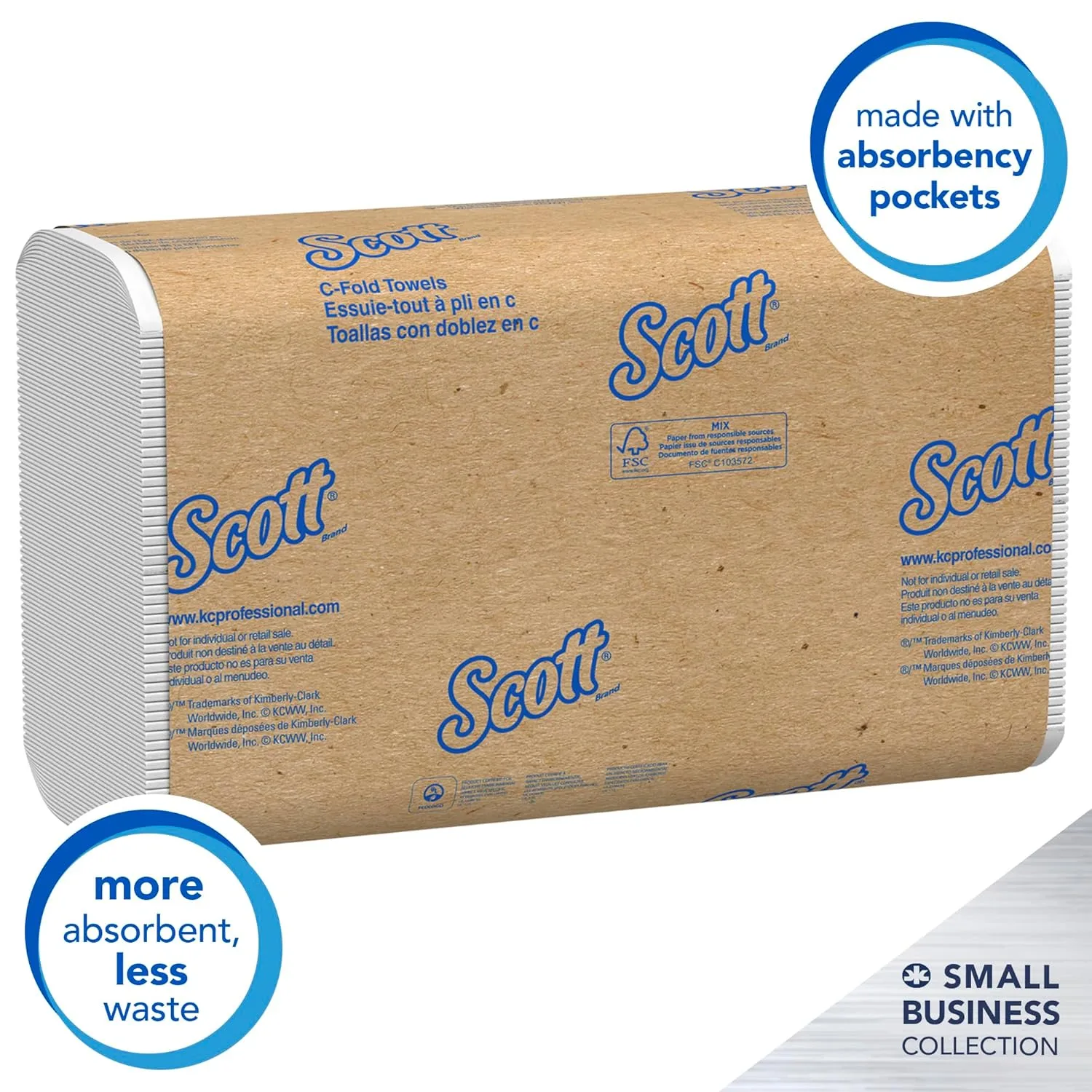 Scott Professional Scott® C-Fold Folded Paper Towels, Bulk (03623), with Absorbency Pockets™, White, (200 Sheets/Pack, 9 Packs/Case, 1,800 Sheets/Case)