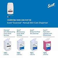 Scott® Essential™ High Capacity Manual Skin Care Dispenser (92144), White, 1.0 L capacity, 4.85" x 8.36" x 5.43" (Qty 1)
