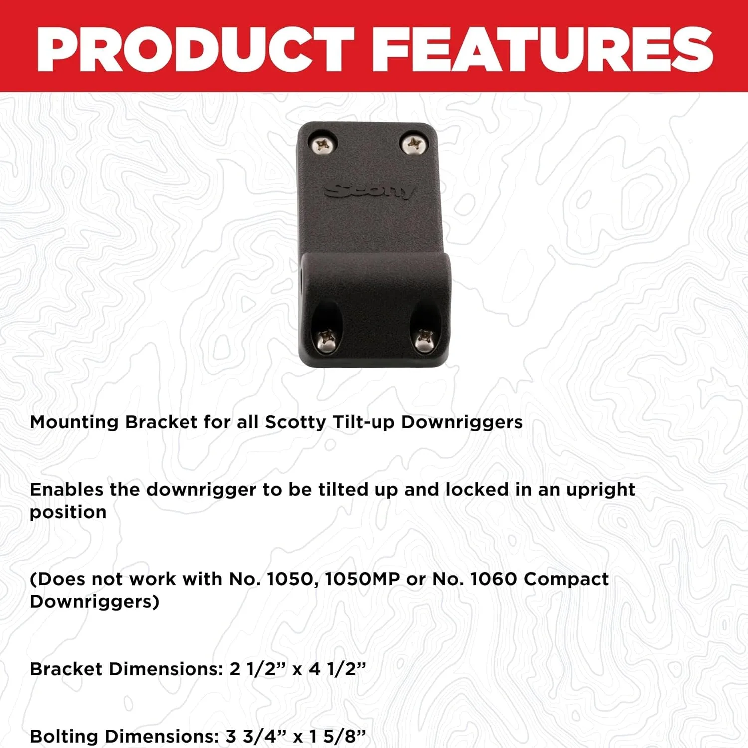 Scotty #1023 Mounting Bracket for Scotty Downrigger Models 1080 - 1116,BLACK, Small