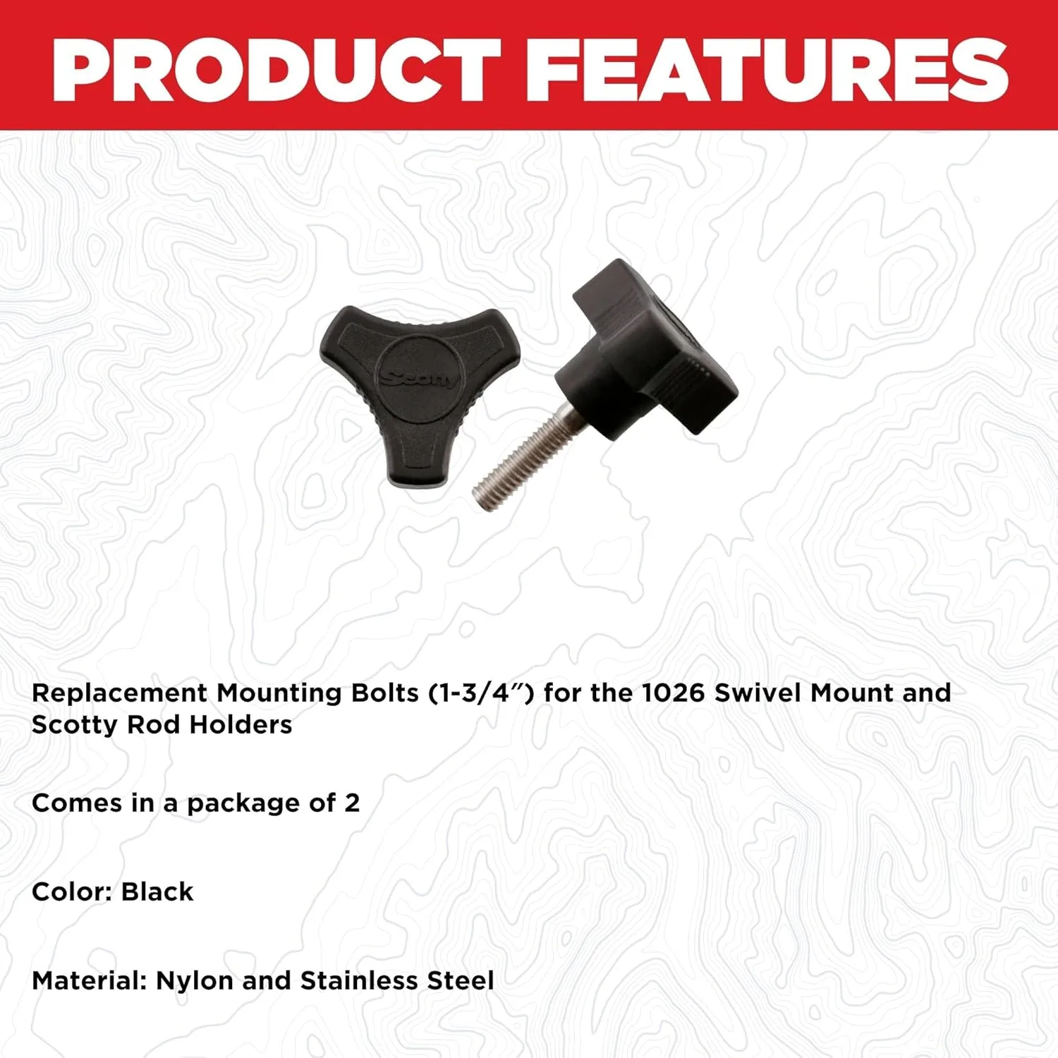 Scotty #1035 Replacement Mounting Bolts for #1026 Swivel Mount (2-Pack)