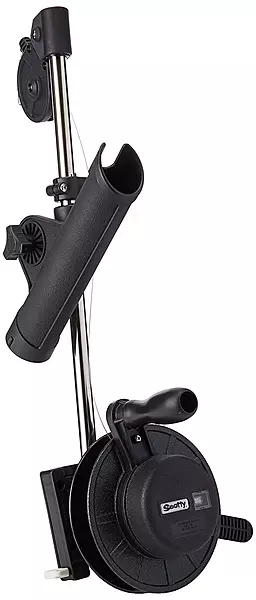 Scotty #1050 Depthmaster Manual Downrigger, Display Packed w/ Rod Holder, Black, 23"