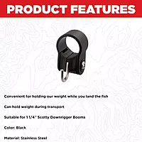 Scotty #1148 Weight Hook, Boom Mount for 1-1/4-Inch Boom,Black