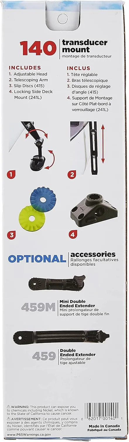 Scotty #140 Kayak/SUP Transducer Mounting Arm, Slip Disks Included, Fits All Scotty Post Mounts,Black