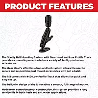 Scotty #151 Ball Mounting System with GearHead and Track, BLACK