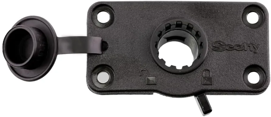 Scotty 244L-BK Locking Flush Deck Mount w/ Rain Cap (Black)