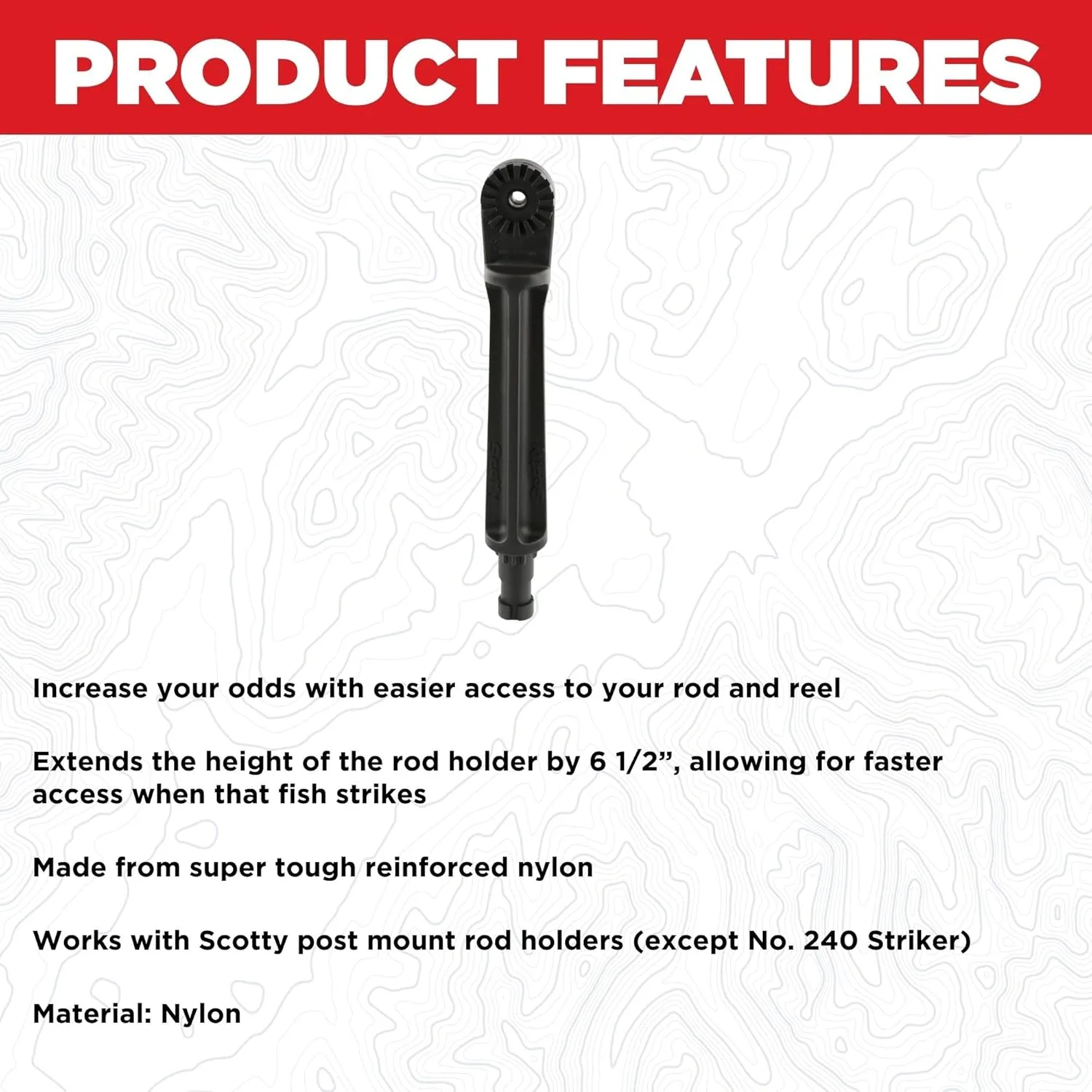 Scotty #259 Rod Holder Height Extender Black, Small
