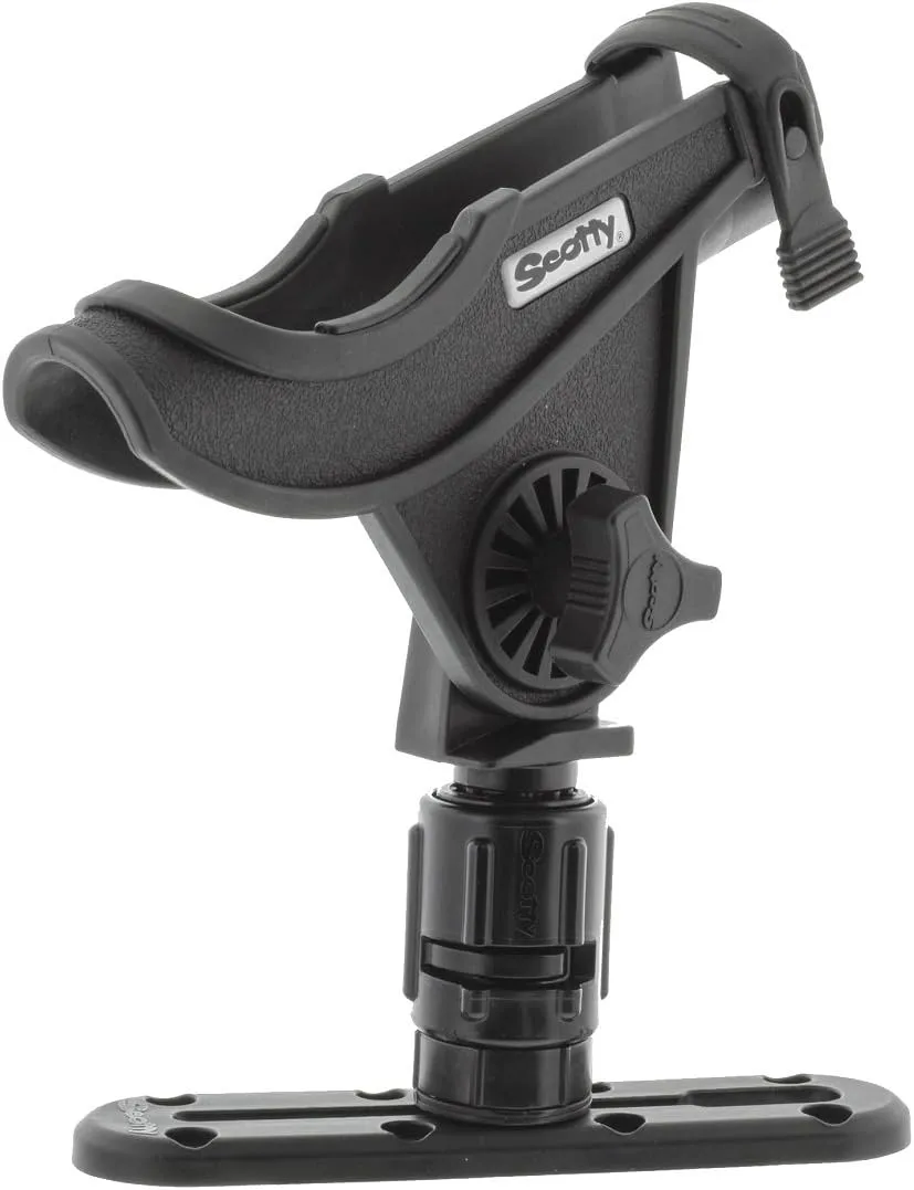 Scotty #282-BK Baitcaster Rod Holder with Gear and Rail (Black)