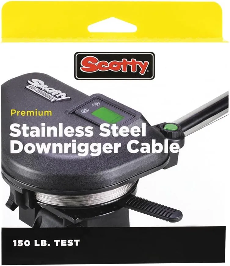 Scotty #1001K Premium Stainless Steel Replacement Downrigger Cable with Kit (300 Feet), Small, black