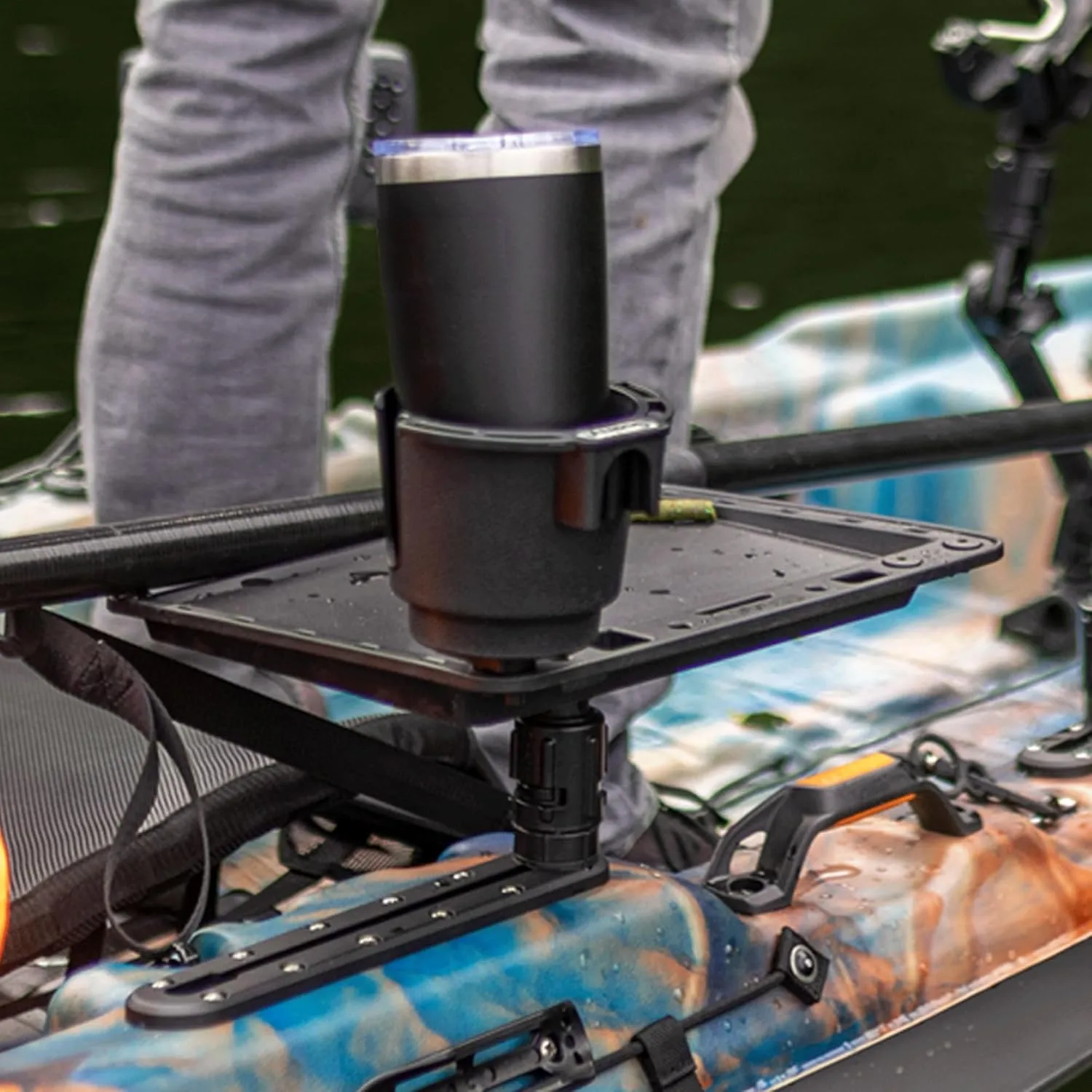 Scotty #311-BK Cup Holder with Rod Holder Post and Bulkhead Black