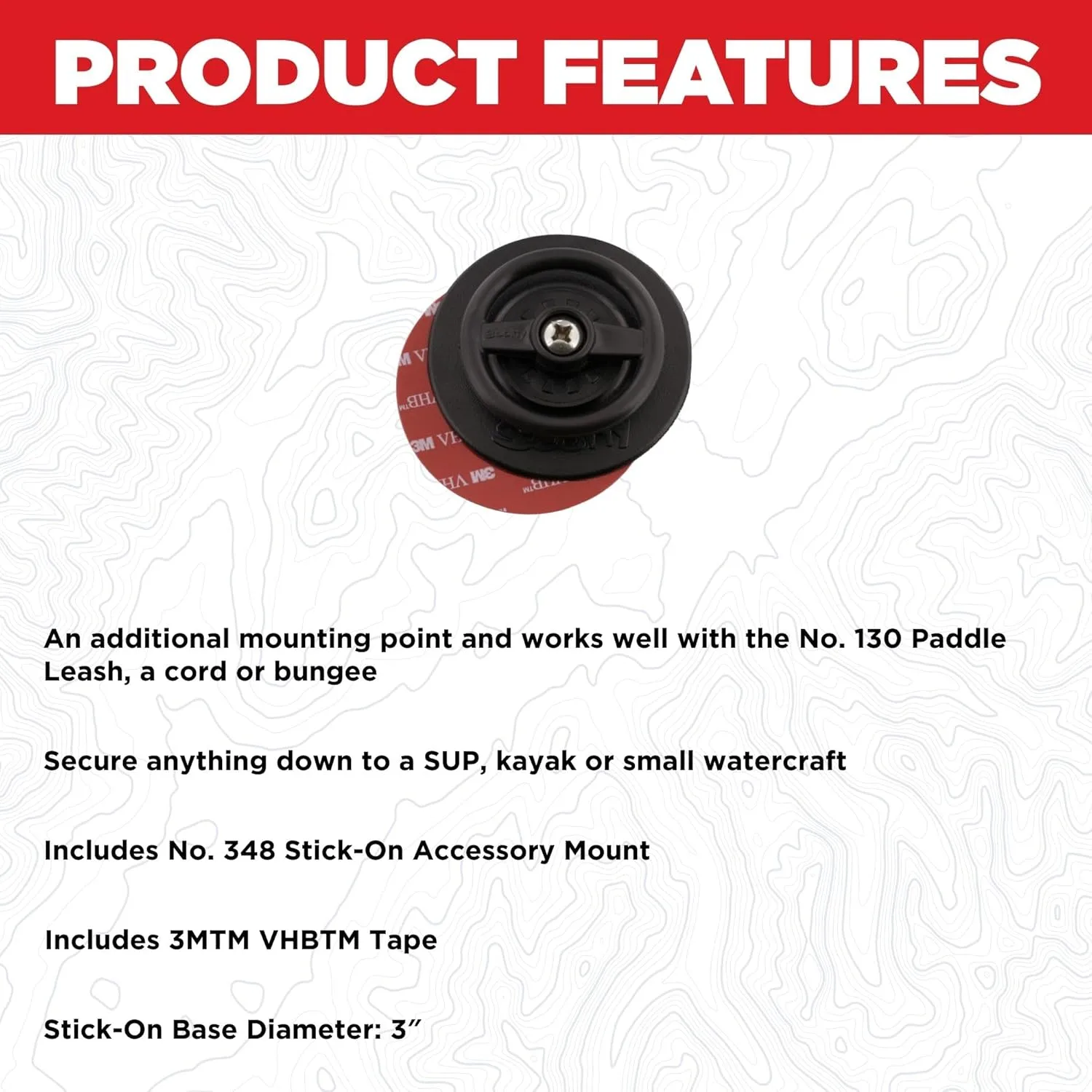 Scotty 443 D-Ring w/3" Stick-On Accessory Mount